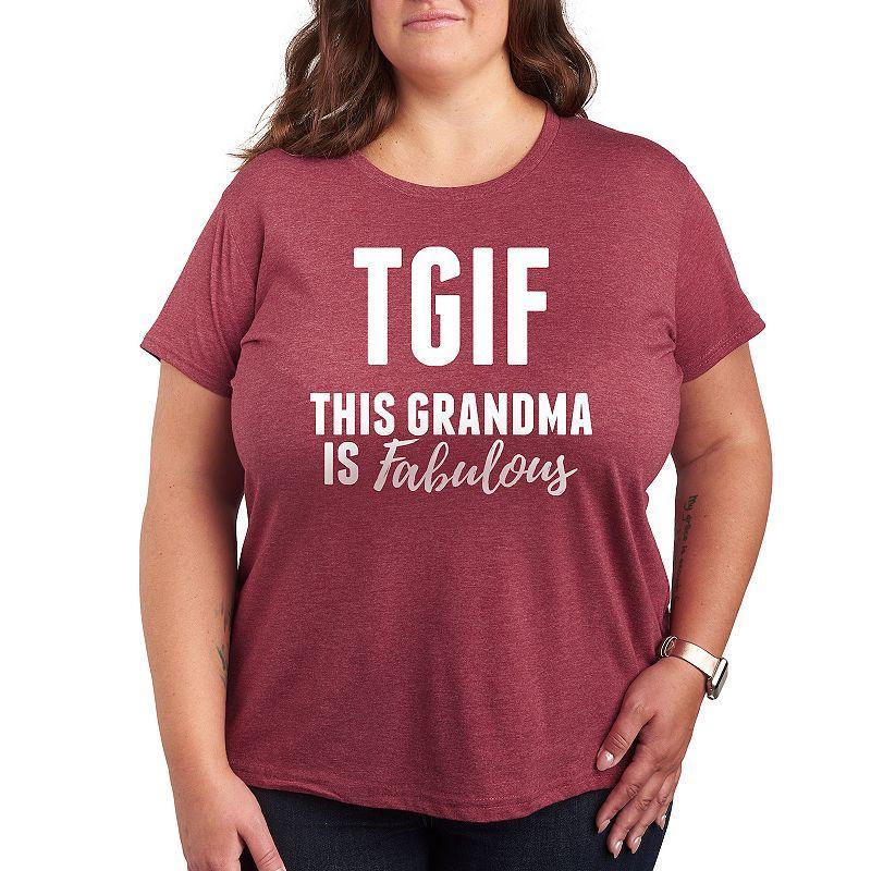 Plus This Grandma Is Fabulous Graphic Tee, Womens Grey Dark Red Product Image