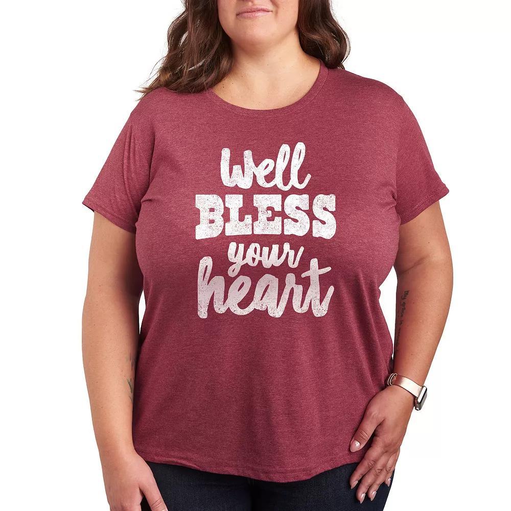 Plus Well Bless Your Heart Graphic Tee, Womens Heather Grey Product Image