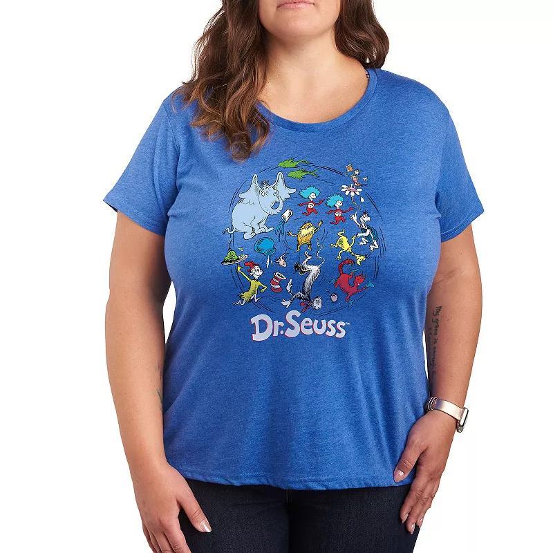Plus Peanuts Snoopy & Woodstock Lit Up Graphic Tee, Women's, Size: 4XL, Grey Royal Blue Product Image