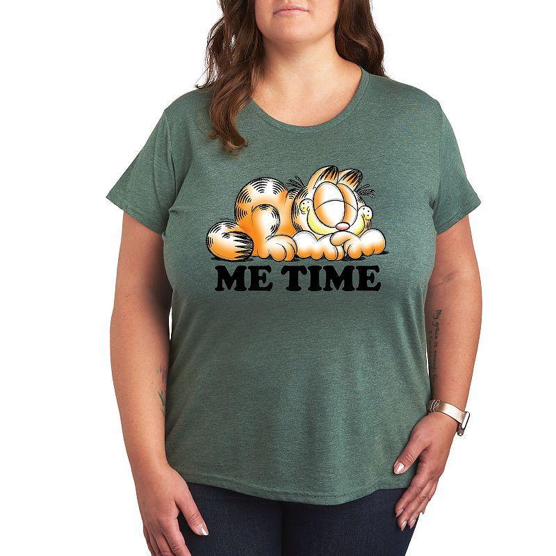 Plus Garfield Me Time Sketch Graphic Tee, Womens Grey Gray Product Image