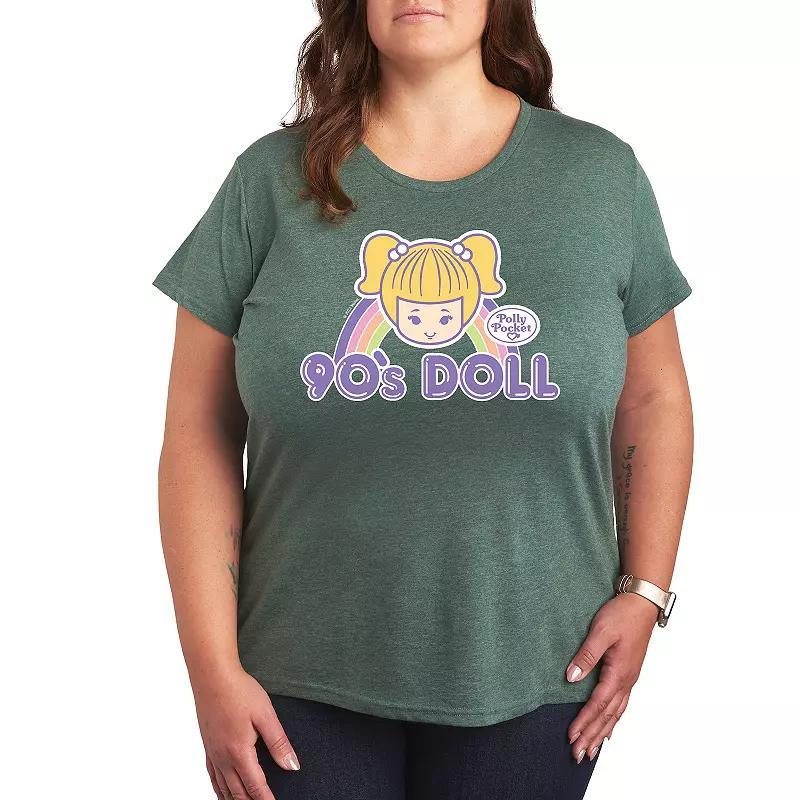 Plus Polly Pocket 90s Doll Graphic Tee, Womens Grey Green Product Image