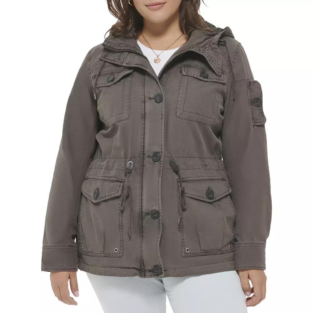 Plus Size Levis Hooded Cotton Anorak Jacket, Womens Blue Product Image
