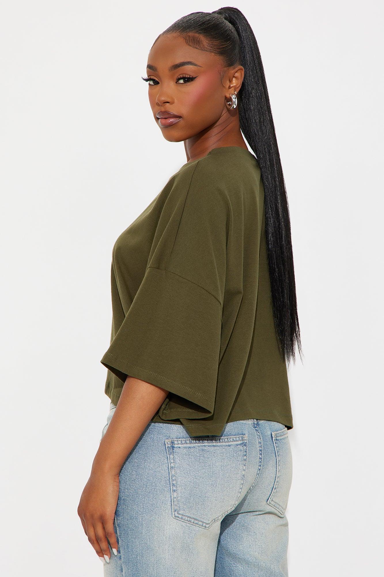 Blakely Boxy Wide Fit Short Sleeve Tshirt - Olive Product Image