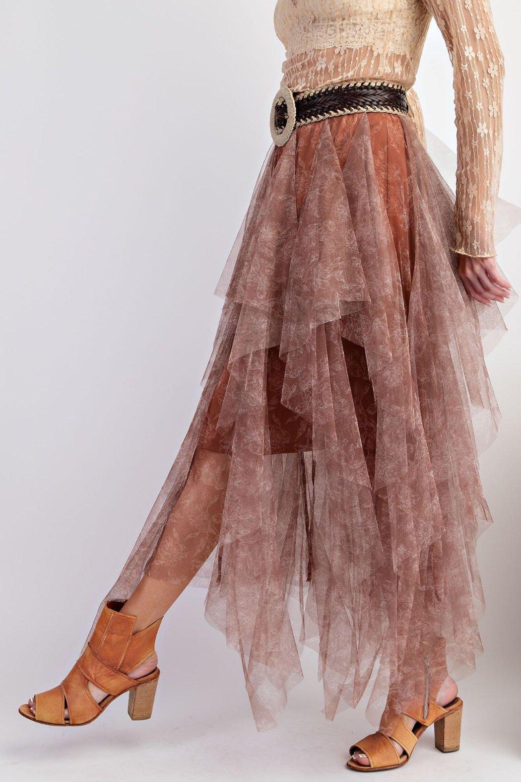 Floral Printed Mesh Ballerina Skirt Product Image