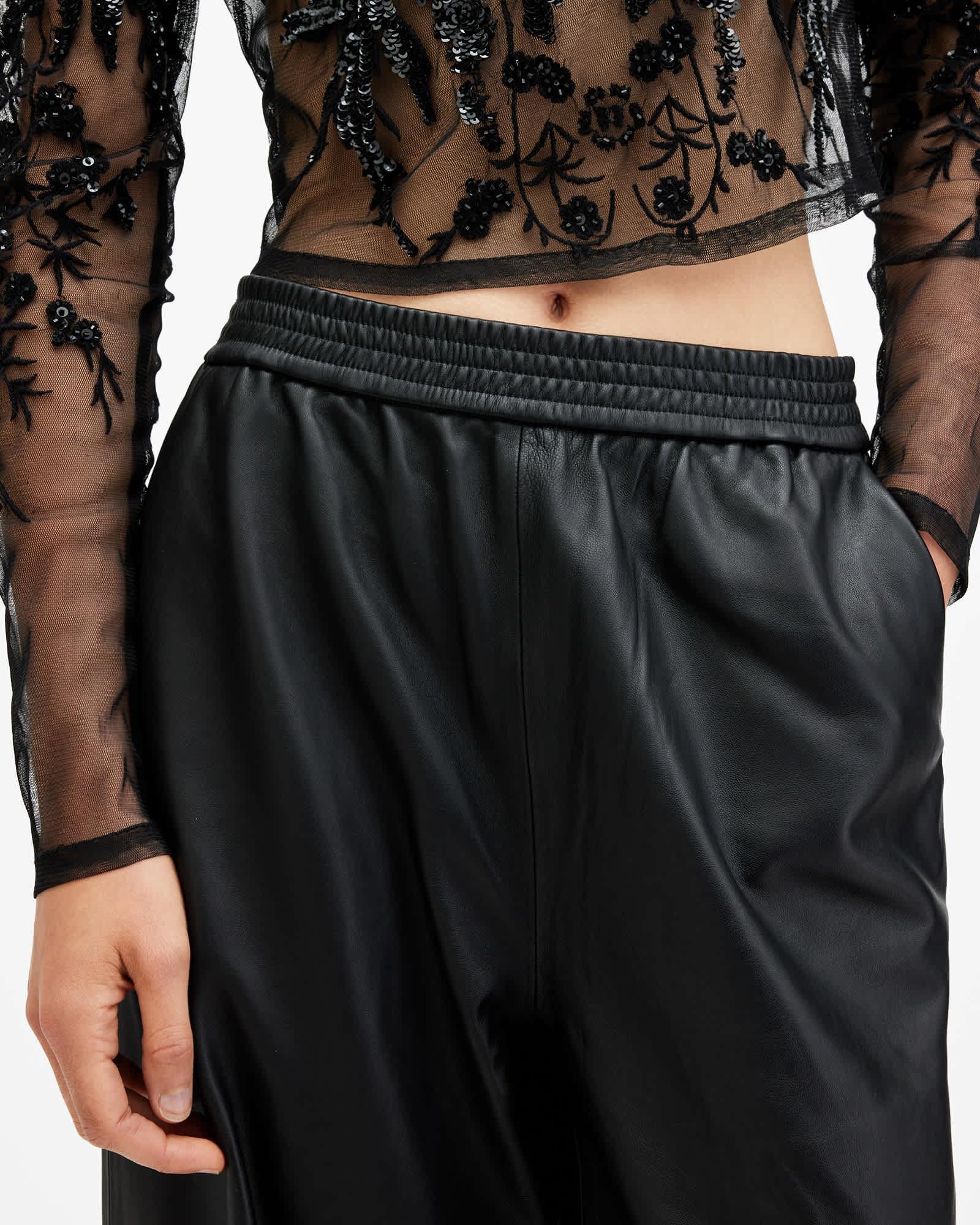 Aspen Wide Leg Leather Pants Product Image