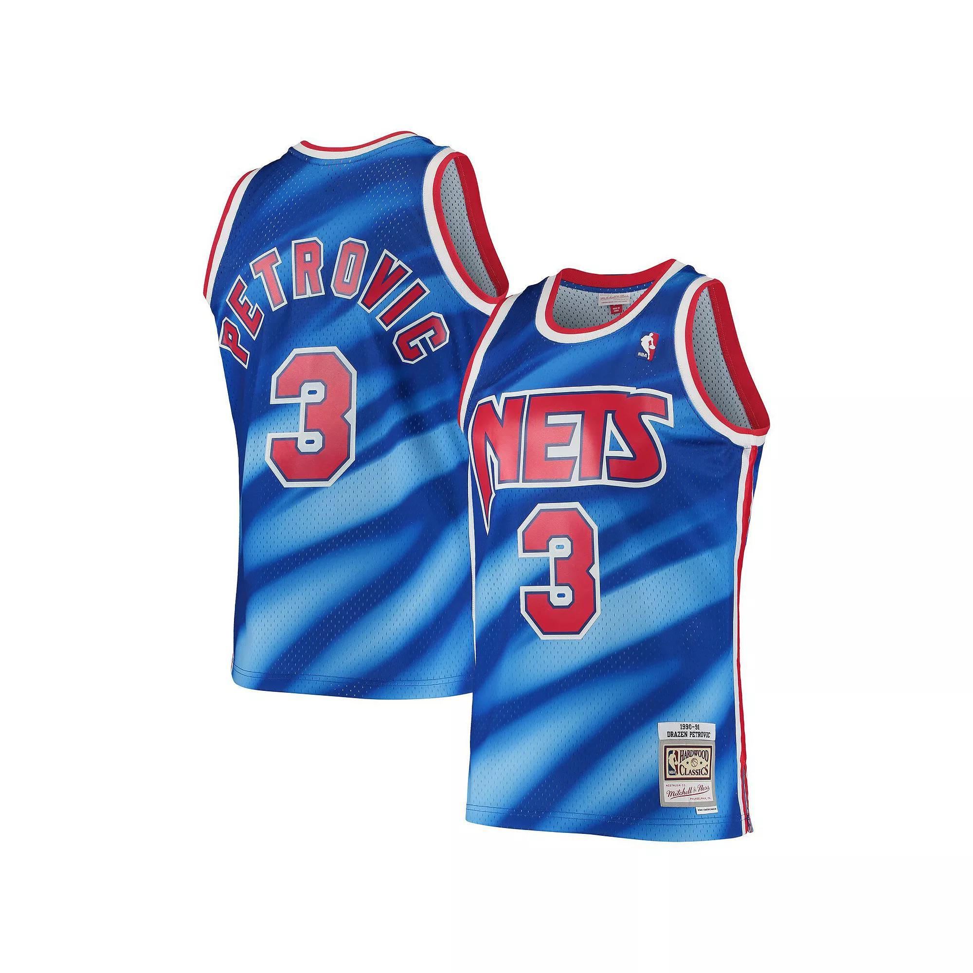 Men's Mitchell & Ness Drazen Petrovic Blue New Jersey Nets 1990/91 Hardwood Classics Swingman Jersey, Size: XL, Nba Blue Product Image