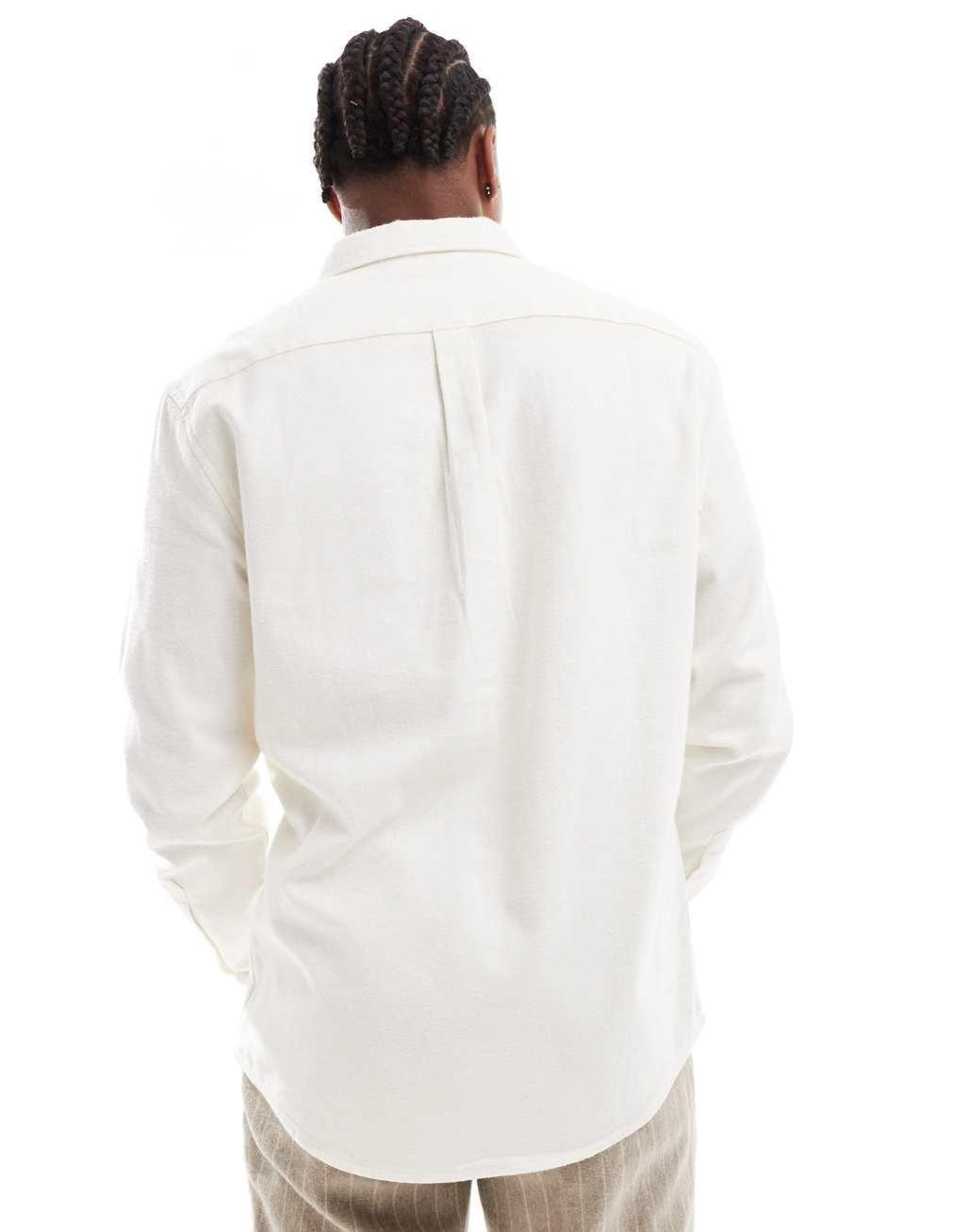 ASOS DESIGN brushed oxford regular shirt in off white Product Image