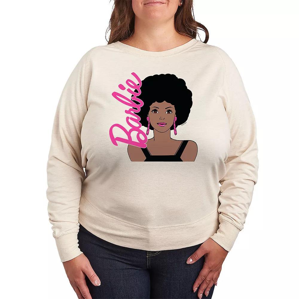 Plus Size Barbie Afro Art French Terry Long Sleeve Tee, Womens Product Image