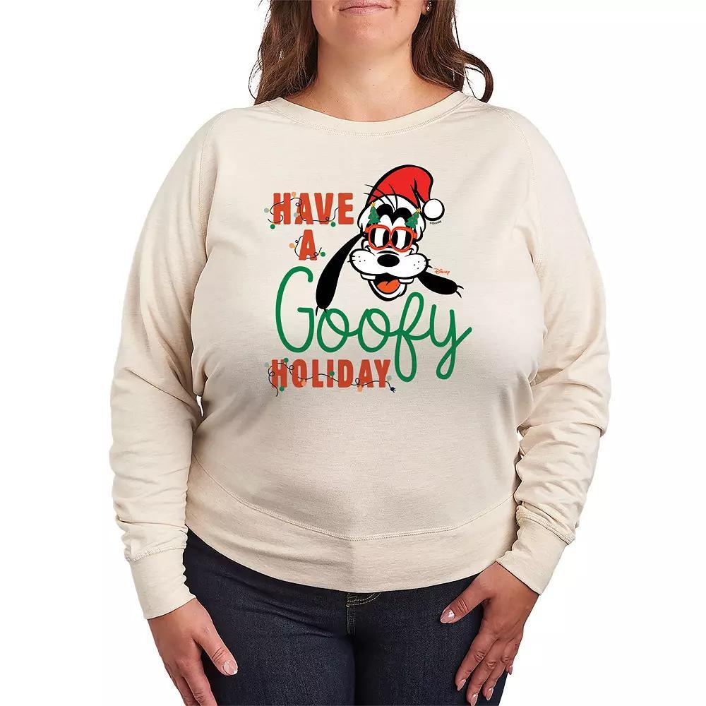 Disneys Goofy Plus Size Holiday French Terry Long Sleeve Tee, Womens Product Image