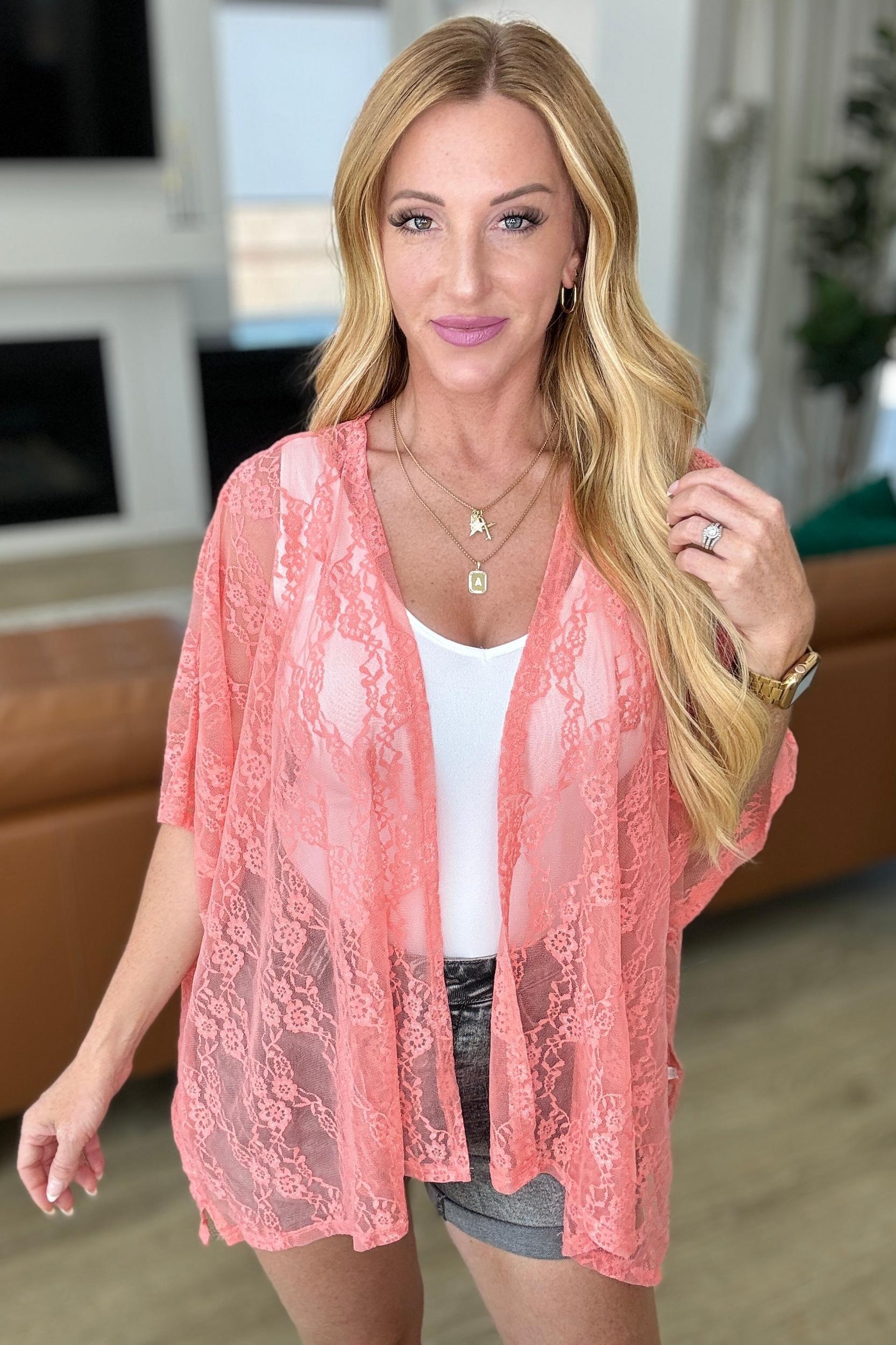 Good Days Ahead Lace Kimono In Teal Product Image