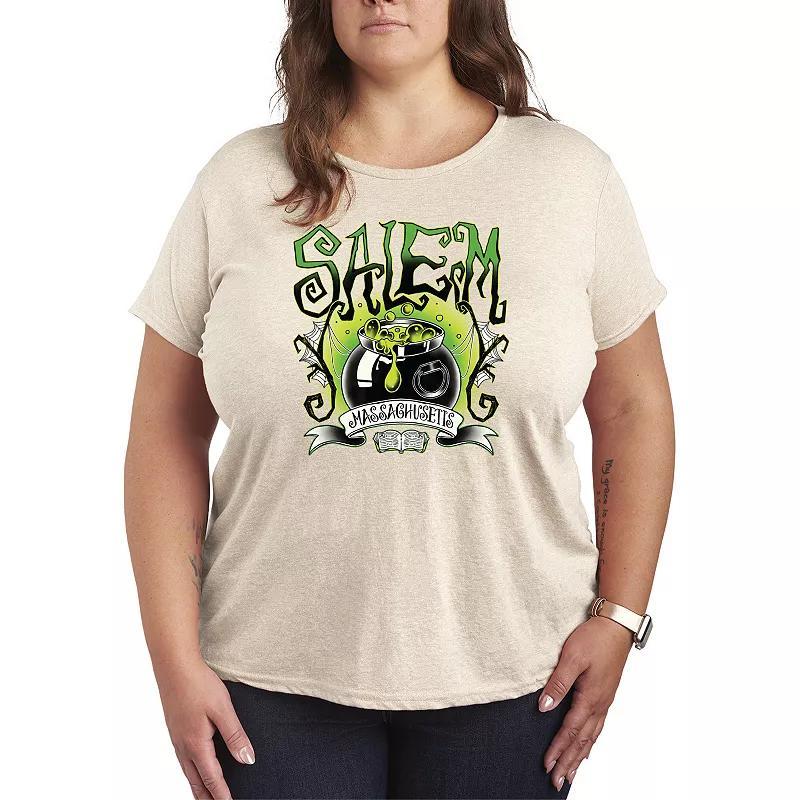 Plus Size Salem Witchy Collegiate Graphic Tee, Womens Blue Product Image