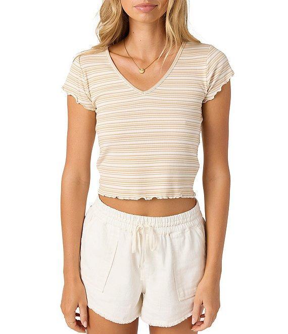 O'Neill Erin Striped Rib-Knit Short Sleeve T-Shirt Product Image
