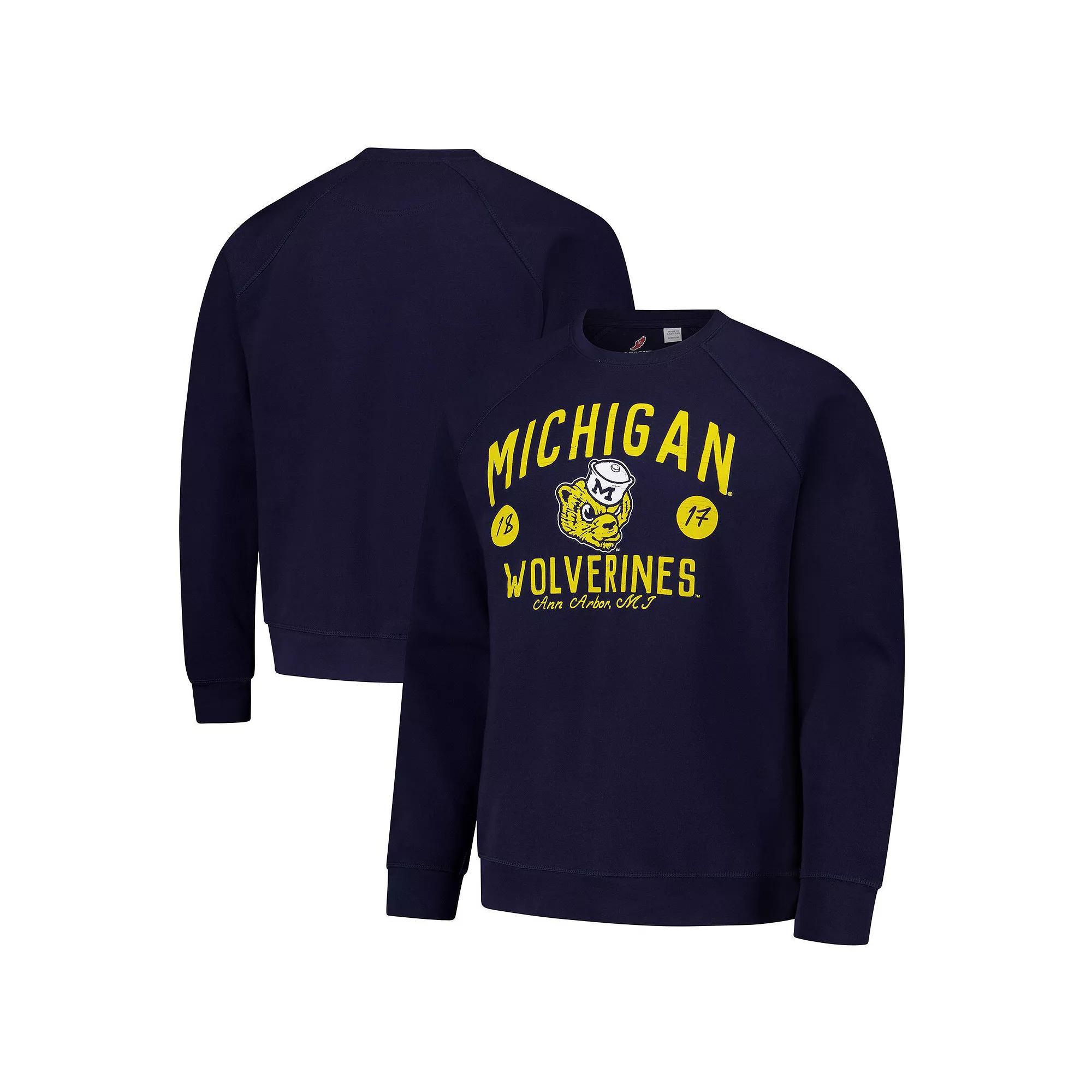 Men's League Collegiate Wear Navy Michigan Wolverines Bendy Arch Essential 2.0 Pullover Sweatshirt, Size: Medium, Blue Product Image