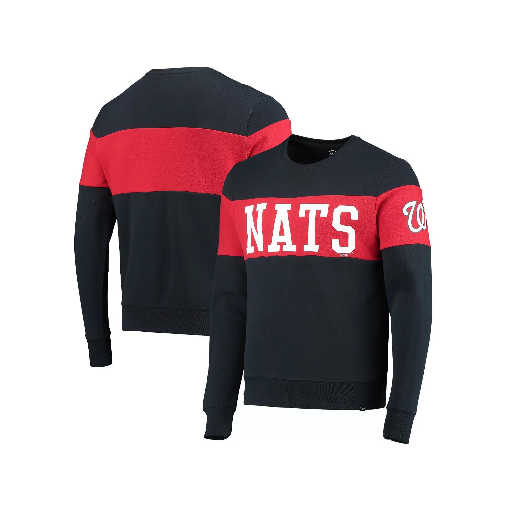 Men's '47 Navy Washington Nationals Interstate Pullover Sweatshirt, Size: 3XL, Blue Product Image