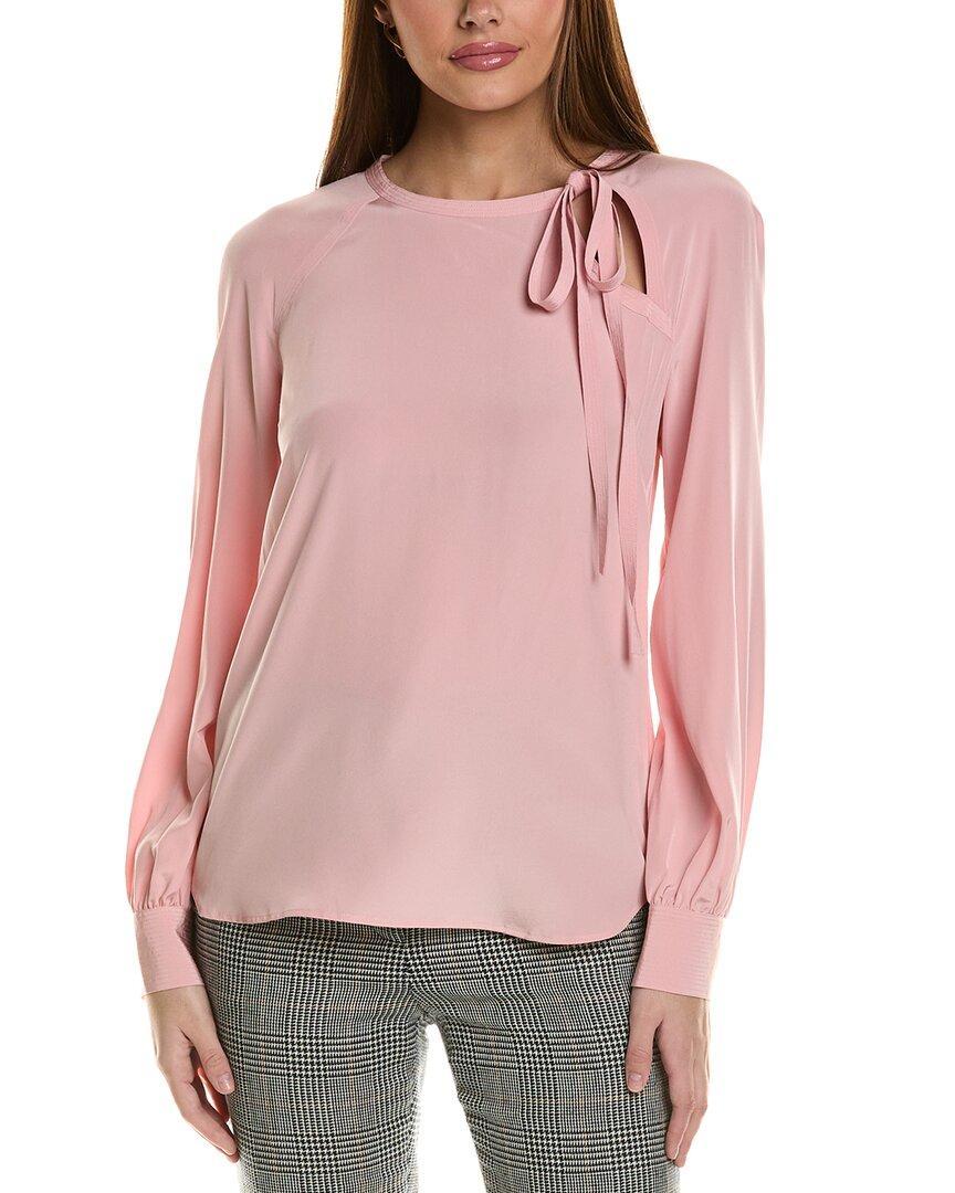 ST JOHN St. John Blouson Silk Top In Pink Product Image