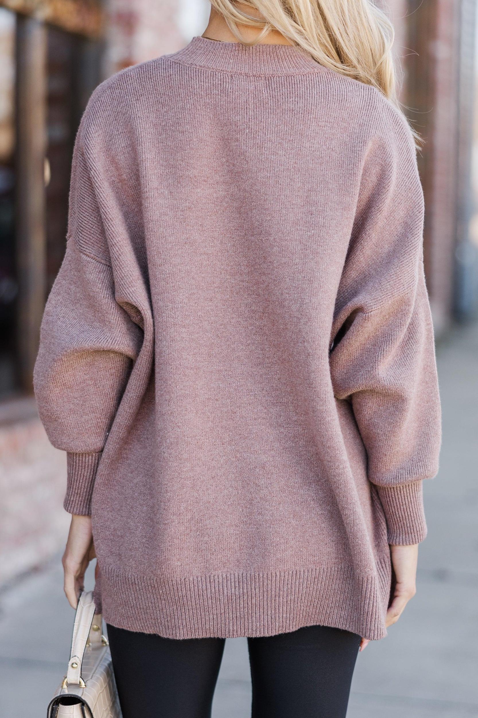Perfectly You Mocha Brown Mock Neck Sweater Female Product Image