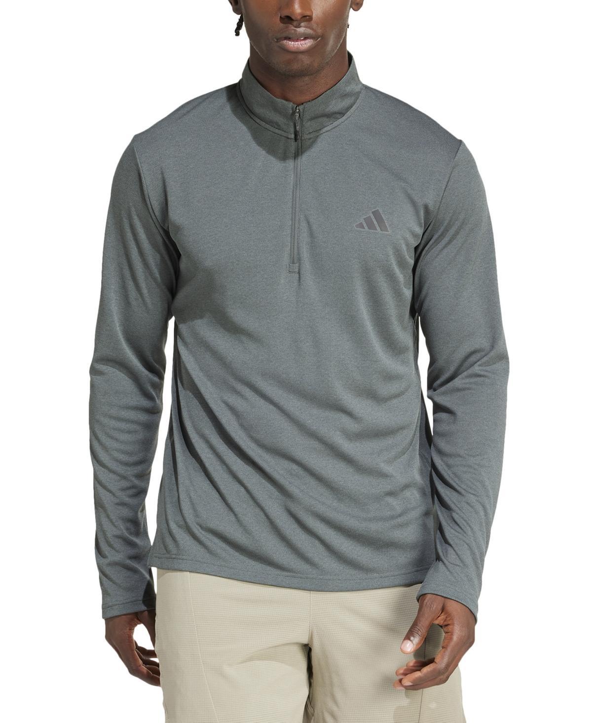 Men's adidas Train Essentials Quarter-Zip Pullover, Size: Medium, Medium Gray Grey Product Image