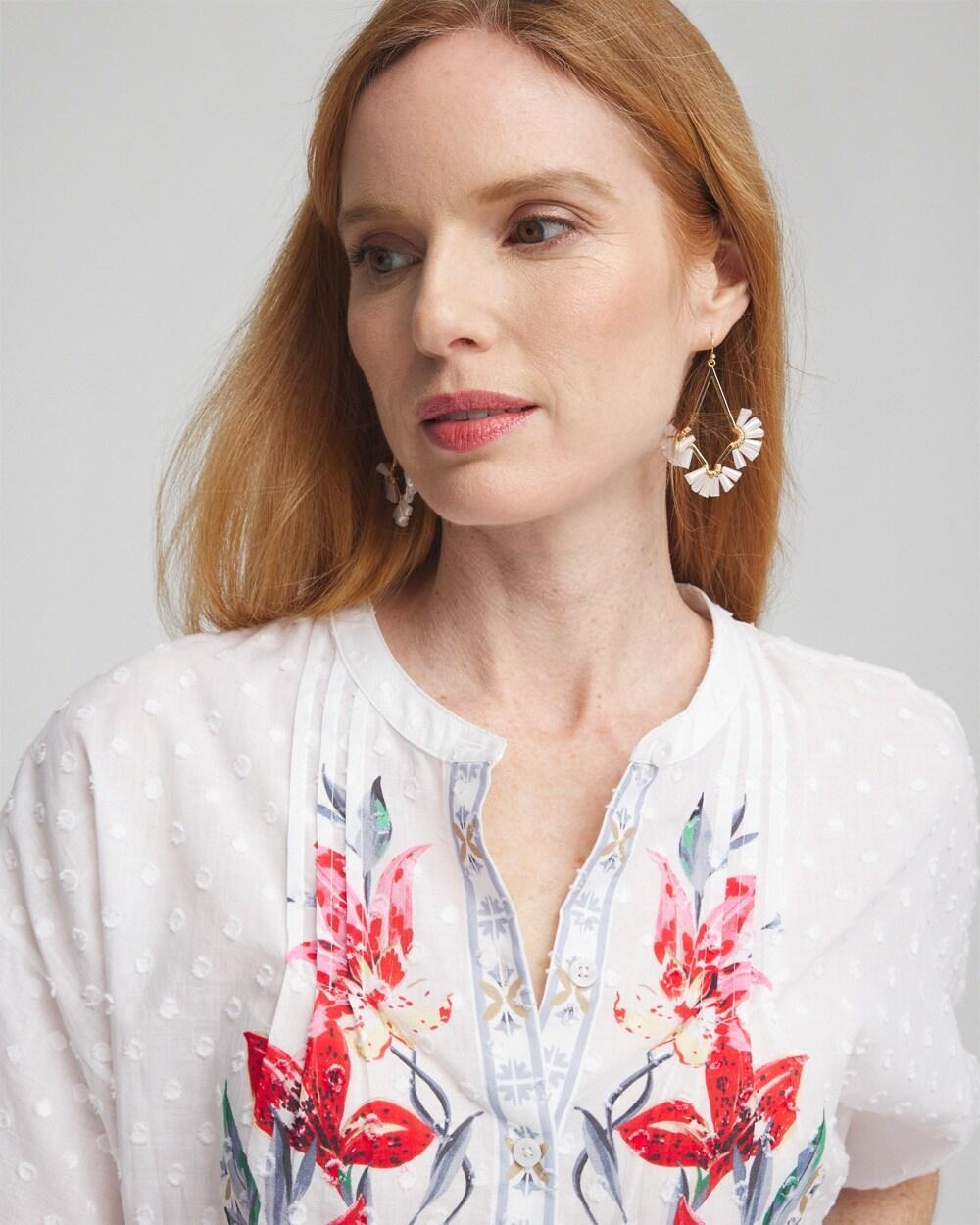 Floral Dolman Sleeve Cotton Shirt Product Image