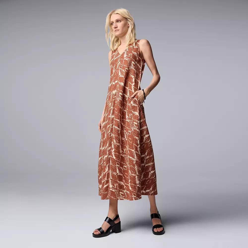Womens Simply Vera Vera Wang V-Neck Maxi Dress With Camisole Slip Product Image