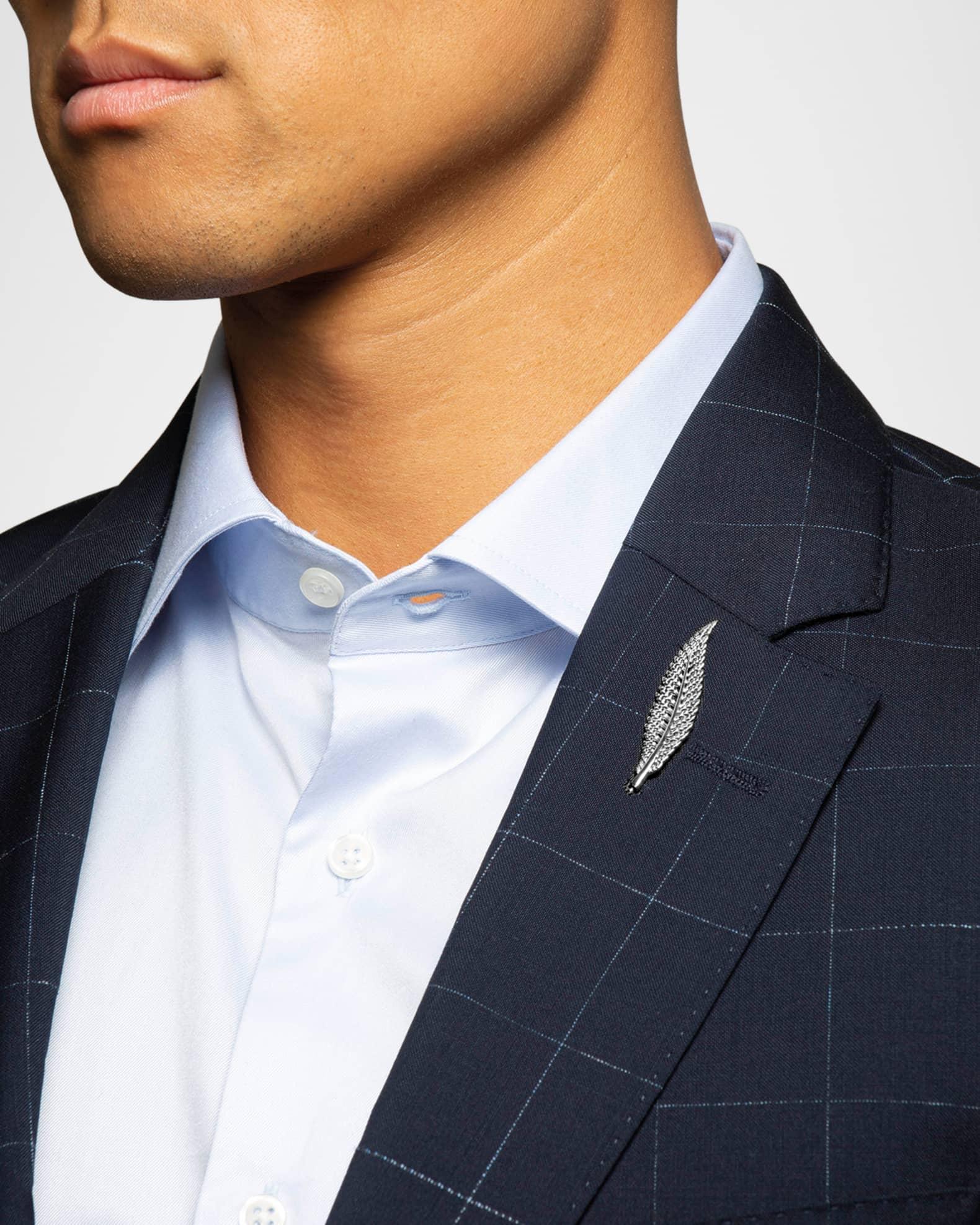 Mens Palladium-Plated Fern Leaf Lapel Pin Product Image