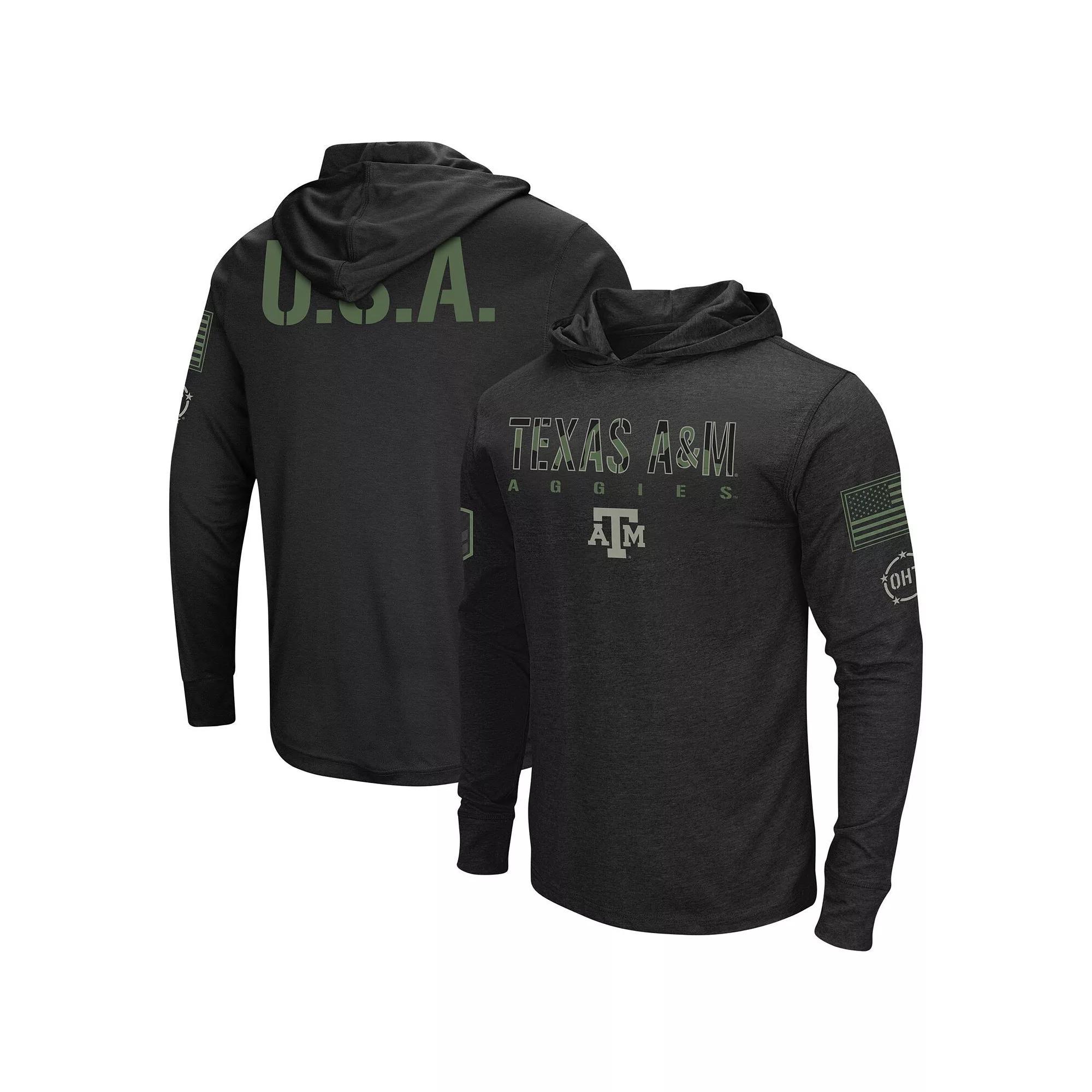 Men's Colosseum Black Texas A&M Aggies Big & Tall OHT Military Appreciation Tango Long Sleeve Hoodie T-Shirt, Size: 2XLT Product Image
