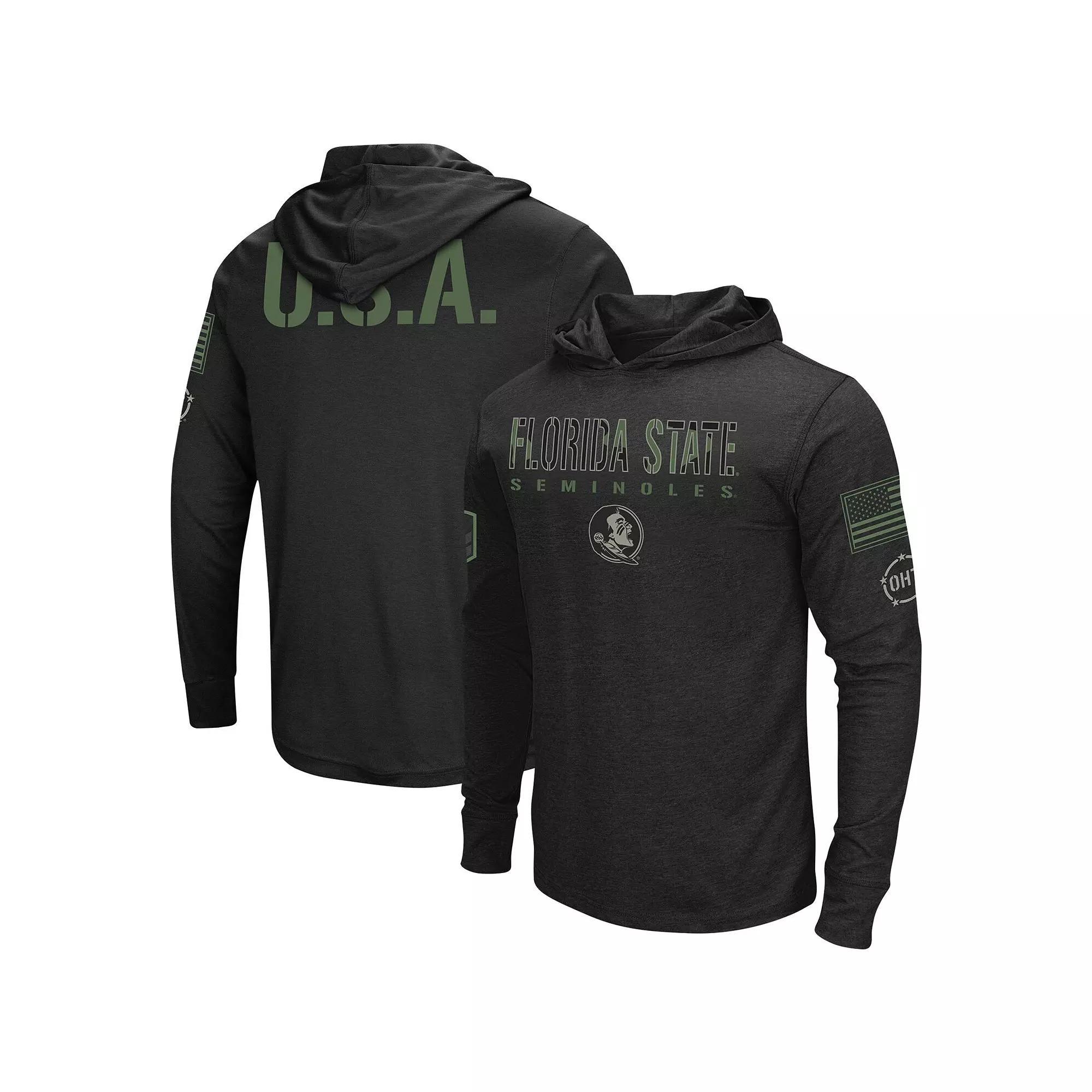 Men's Colosseum Black Florida State Seminoles Big & Tall OHT Military Appreciation Tango Long Sleeve Hoodie T-Shirt, Size: 4XB Product Image