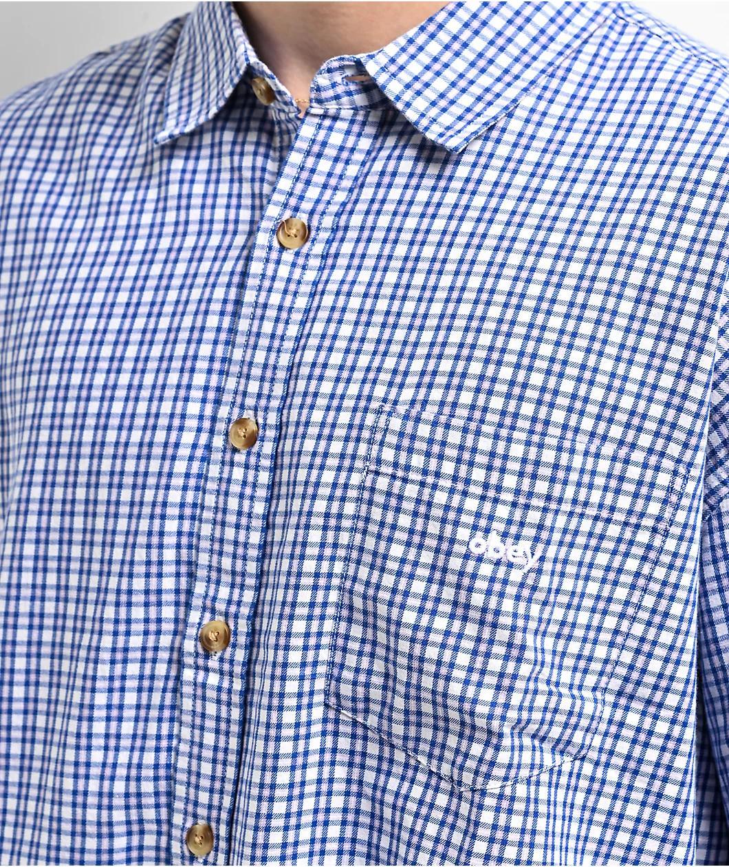 Obey Bigwig Gallo Surf Blue Multi Short Sleeve Button Up Shirt Product Image