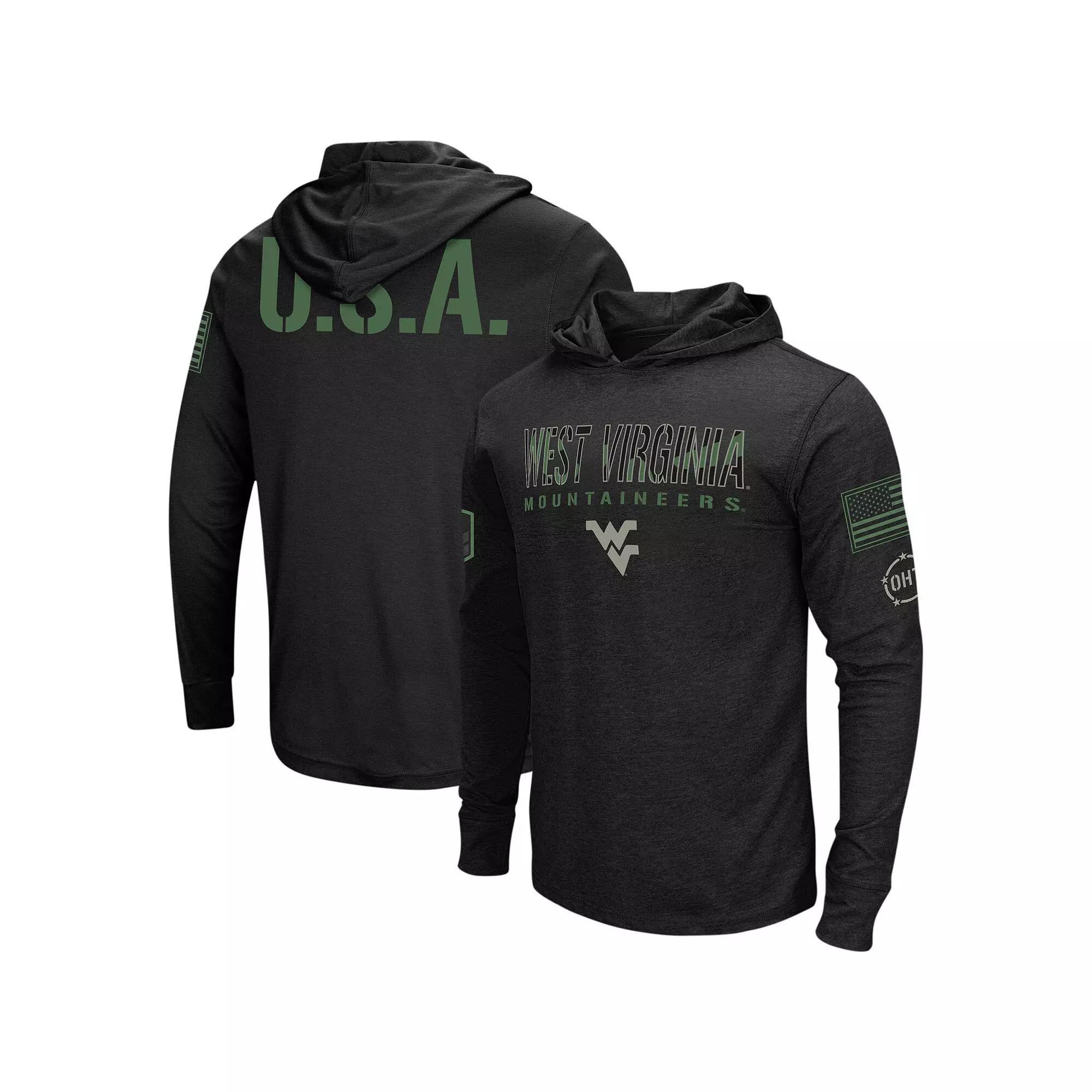 Men's Colosseum Black West Virginia Mountaineers Big & Tall OHT Military Appreciation Tango Long Sleeve Hoodie T-Shirt, Size: 6XB Product Image