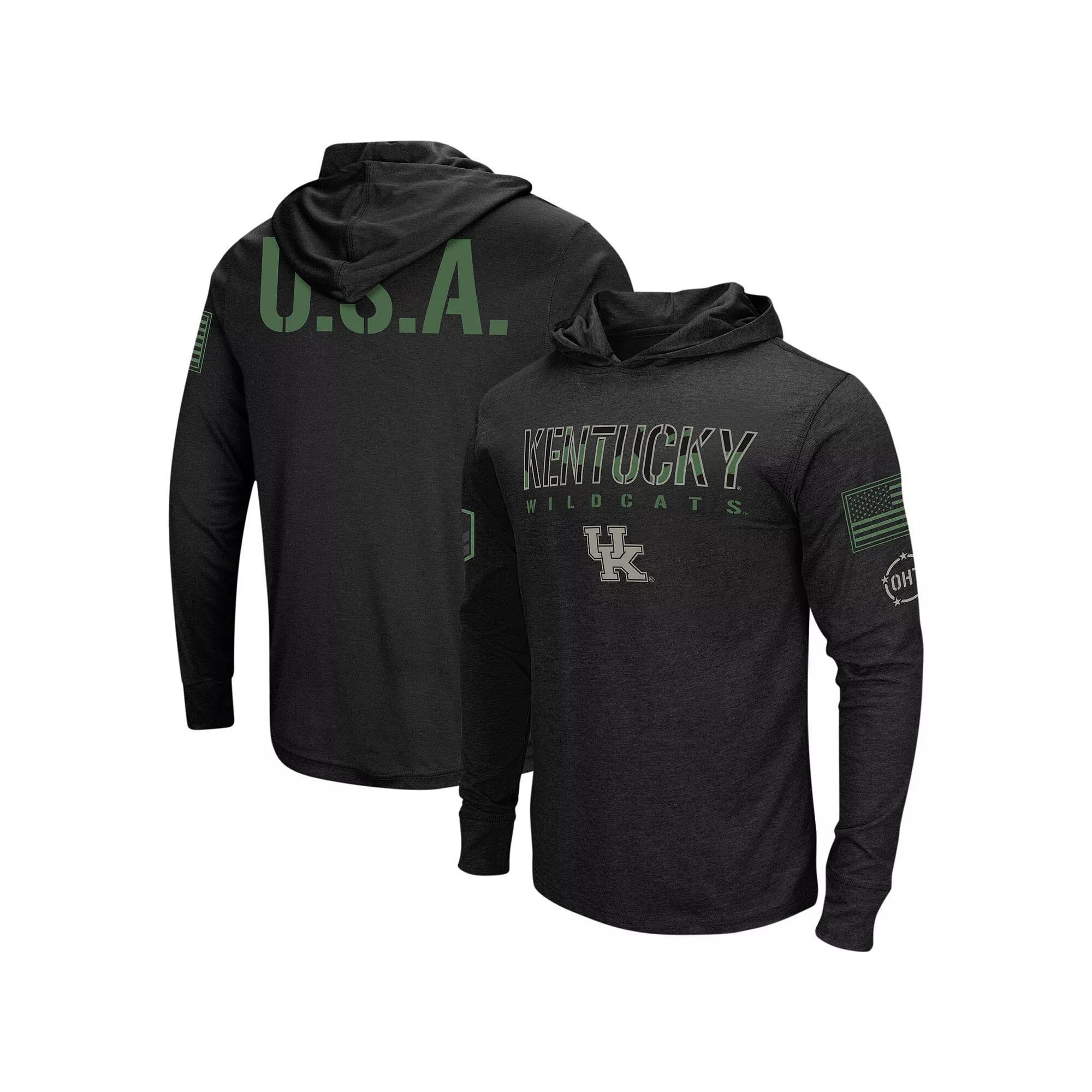 Men's Colosseum Black West Virginia Mountaineers Big & Tall OHT Military Appreciation Tango Long Sleeve Hoodie T-Shirt, Size: 6XB Product Image