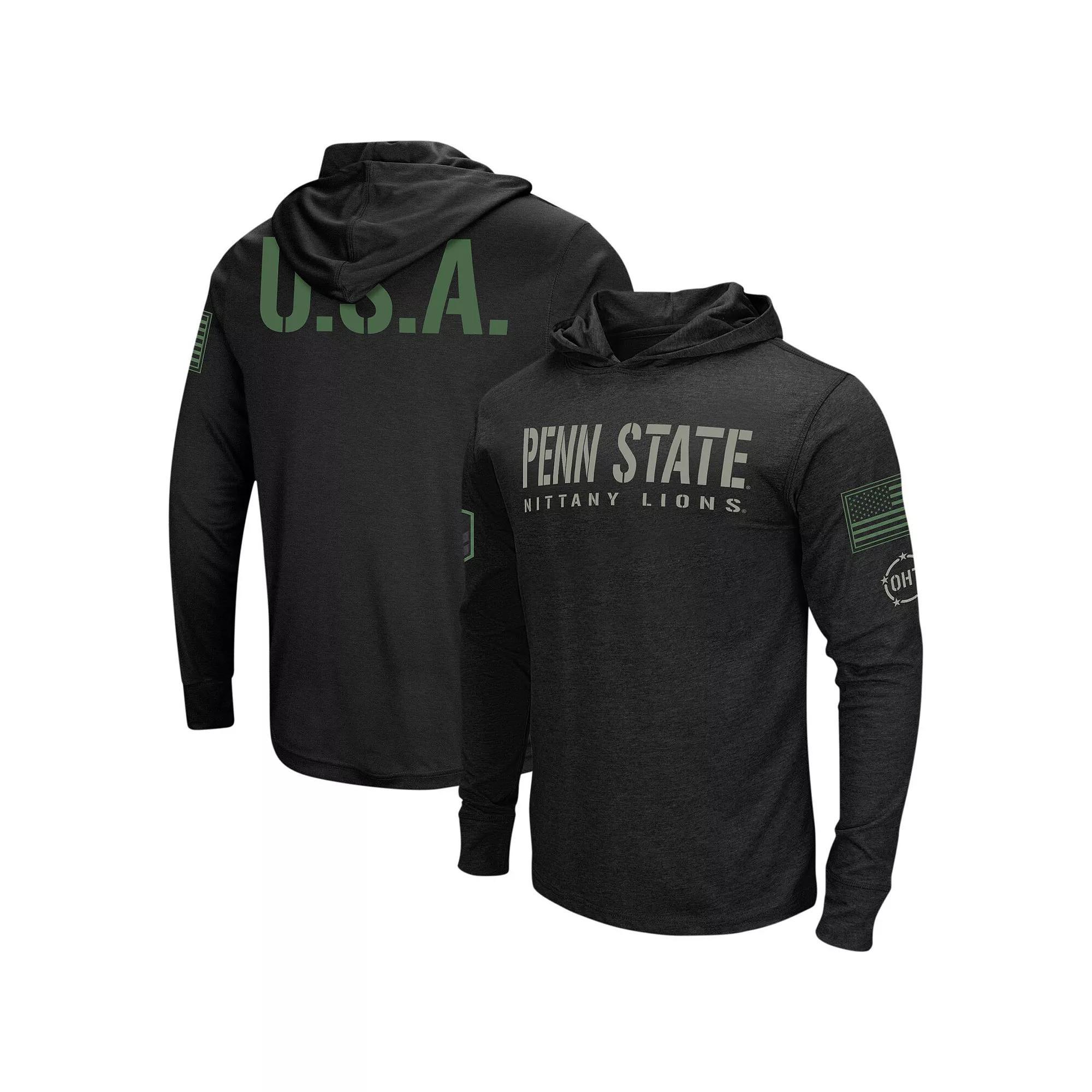 Men's Colosseum Black Michigan State Spartans Big & Tall OHT Military Appreciation Tango Long Sleeve Hoodie T-Shirt, Size: 3XB Product Image