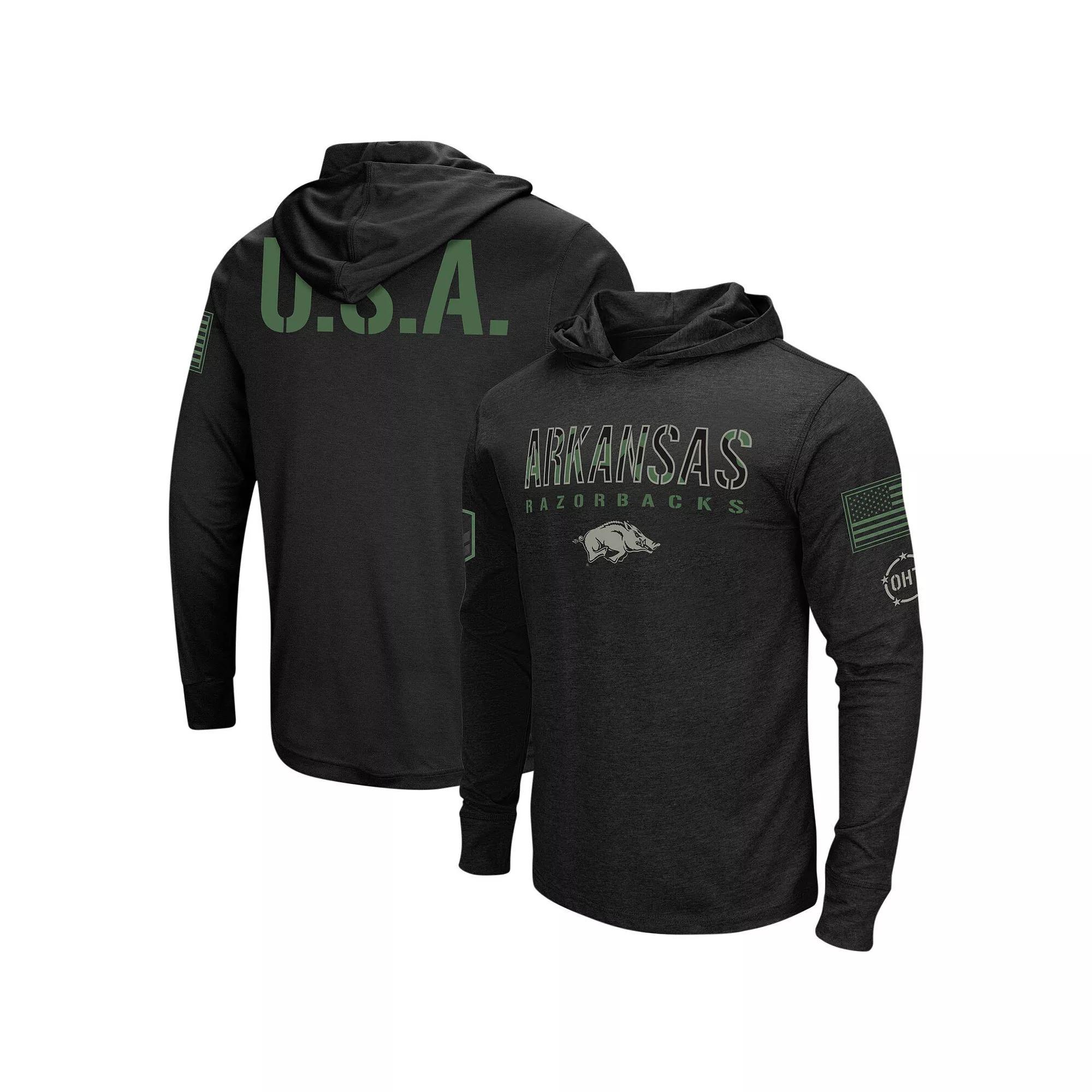 Men's Colosseum Black West Virginia Mountaineers Big & Tall OHT Military Appreciation Tango Long Sleeve Hoodie T-Shirt, Size: 6XB Product Image