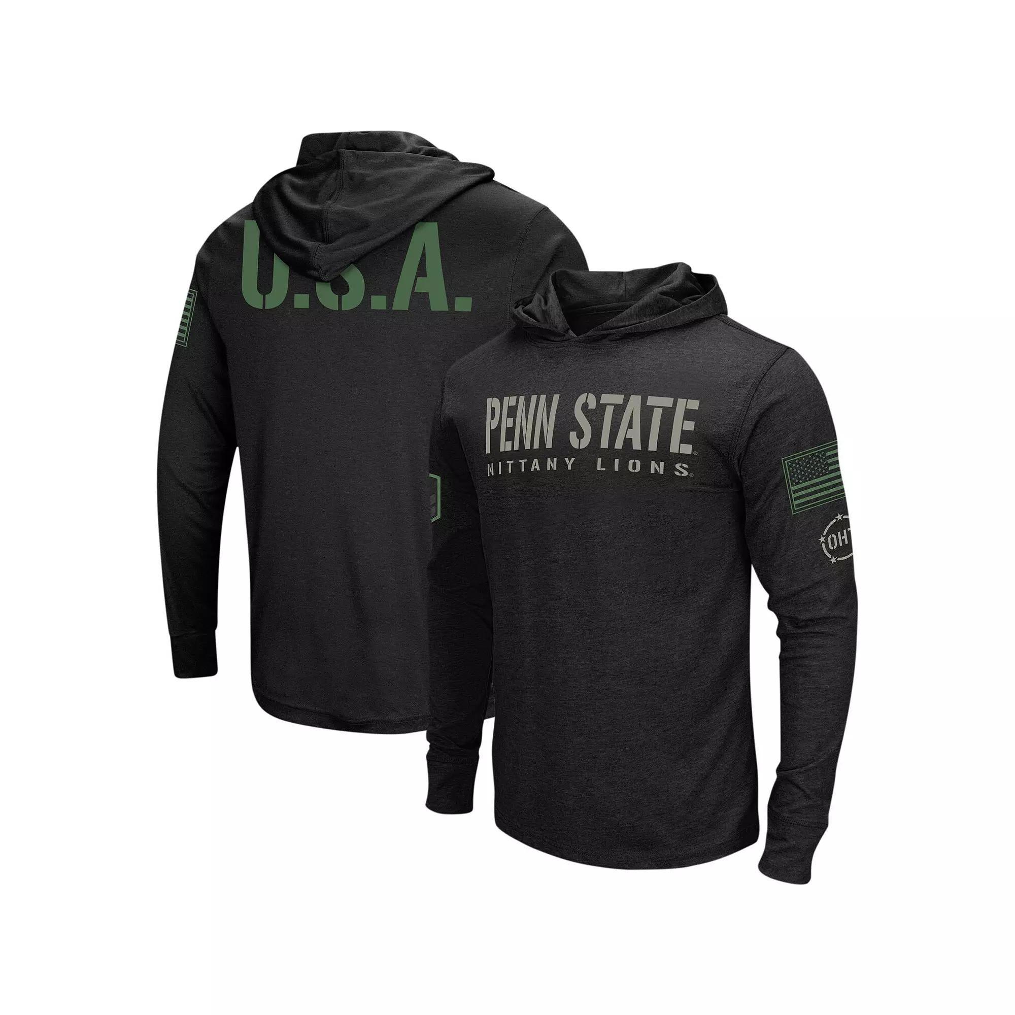 Men's Colosseum Black Michigan State Spartans Big & Tall OHT Military Appreciation Tango Long Sleeve Hoodie T-Shirt, Size: 3XB Product Image