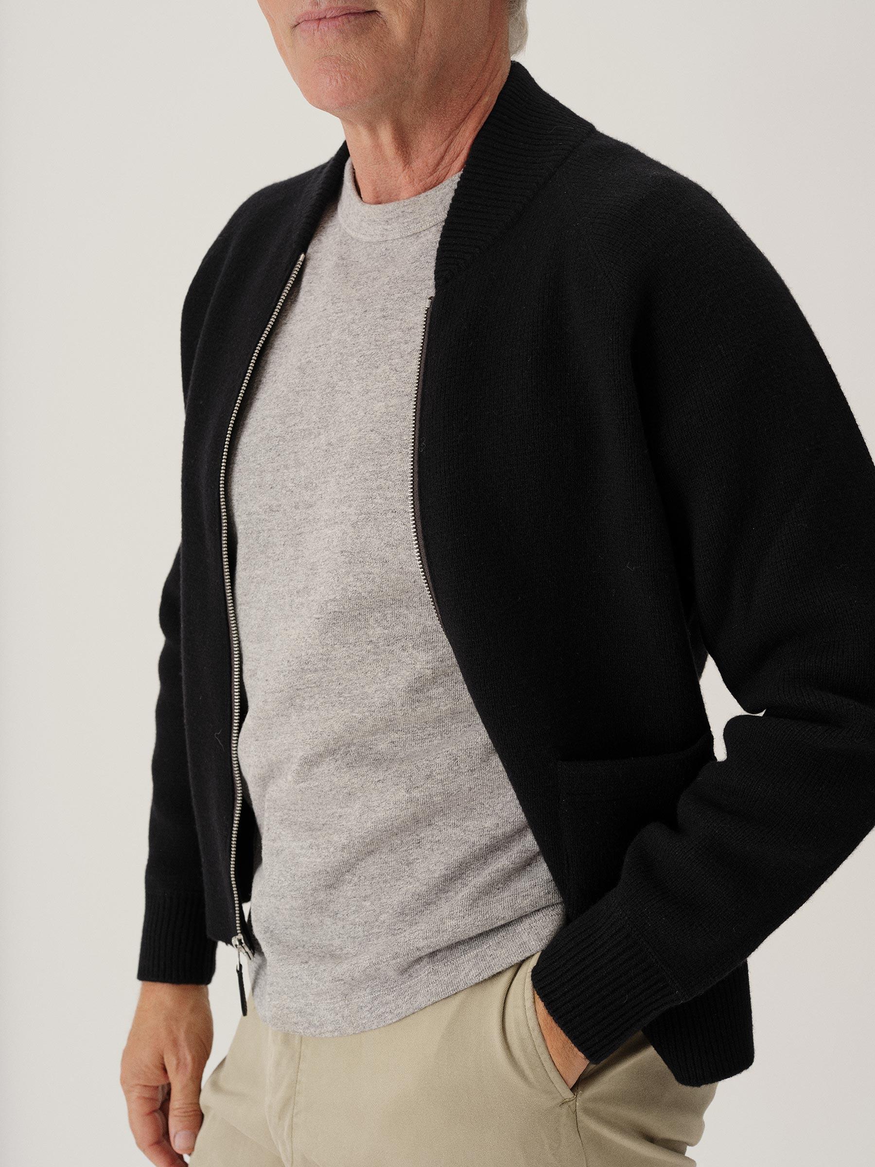 Black Heritage Wool Zip Cardigan Product Image