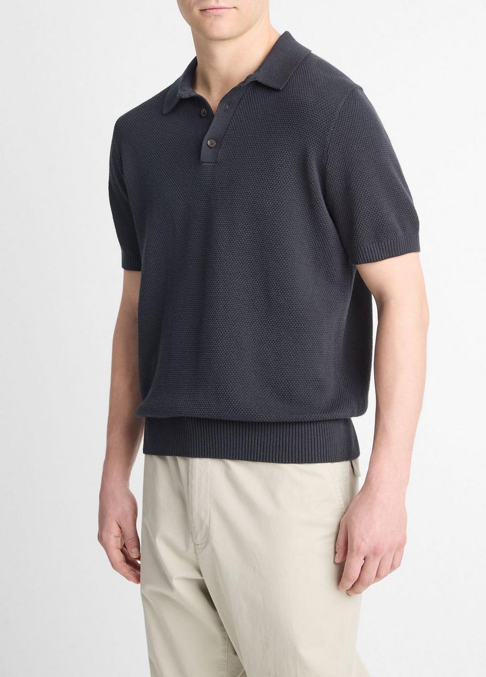 Mens Piqu-Knit Cotton Polo Sweater, Light Coastal Blue, Size XL Vince Product Image