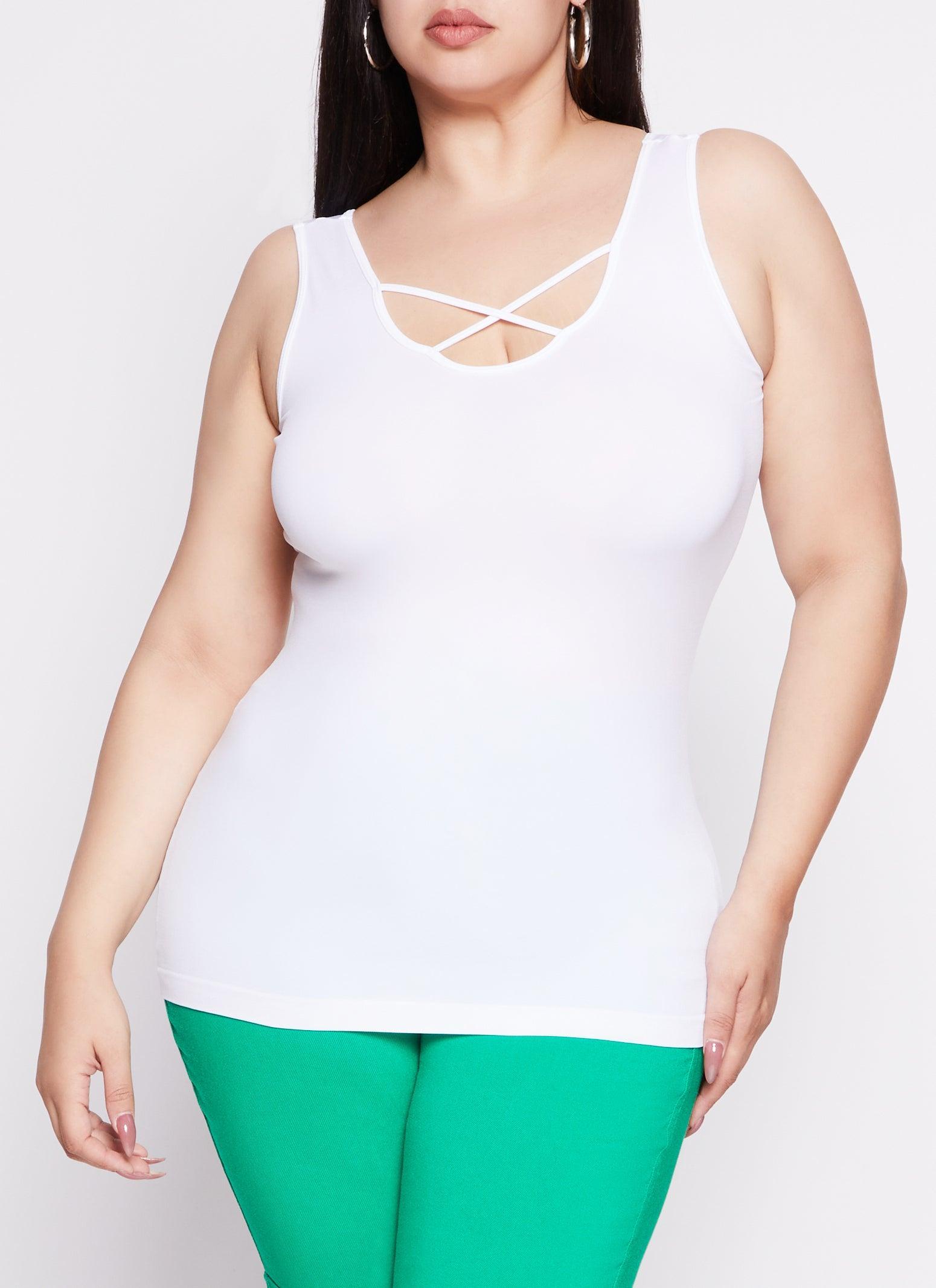 Womens Plus Size Criss Cross Tank Top Product Image