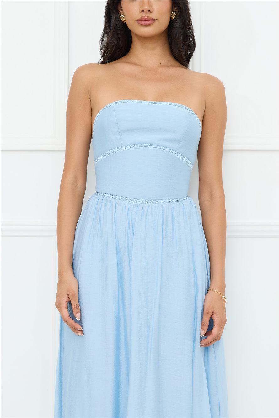 Luxurious Glow Strapless Maxi Dress Blue Product Image