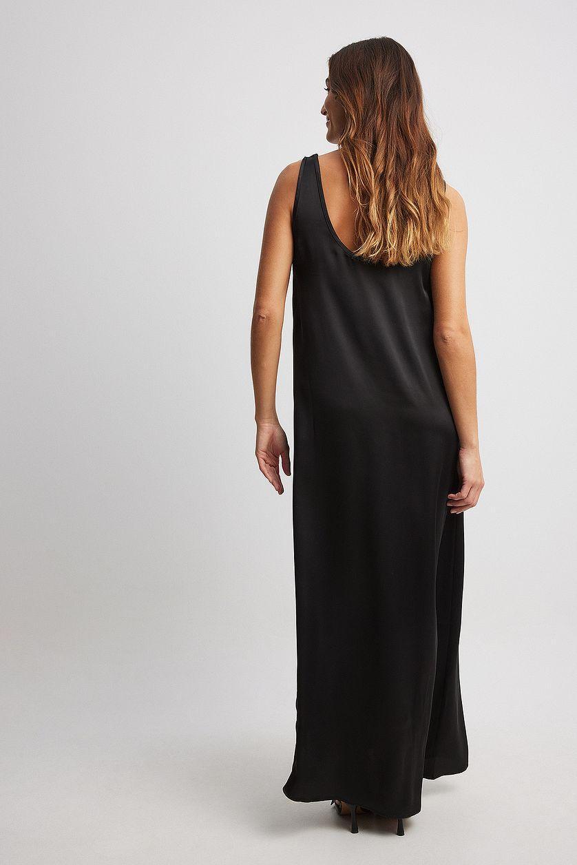 Satin U-Neck Maxi Dress Product Image