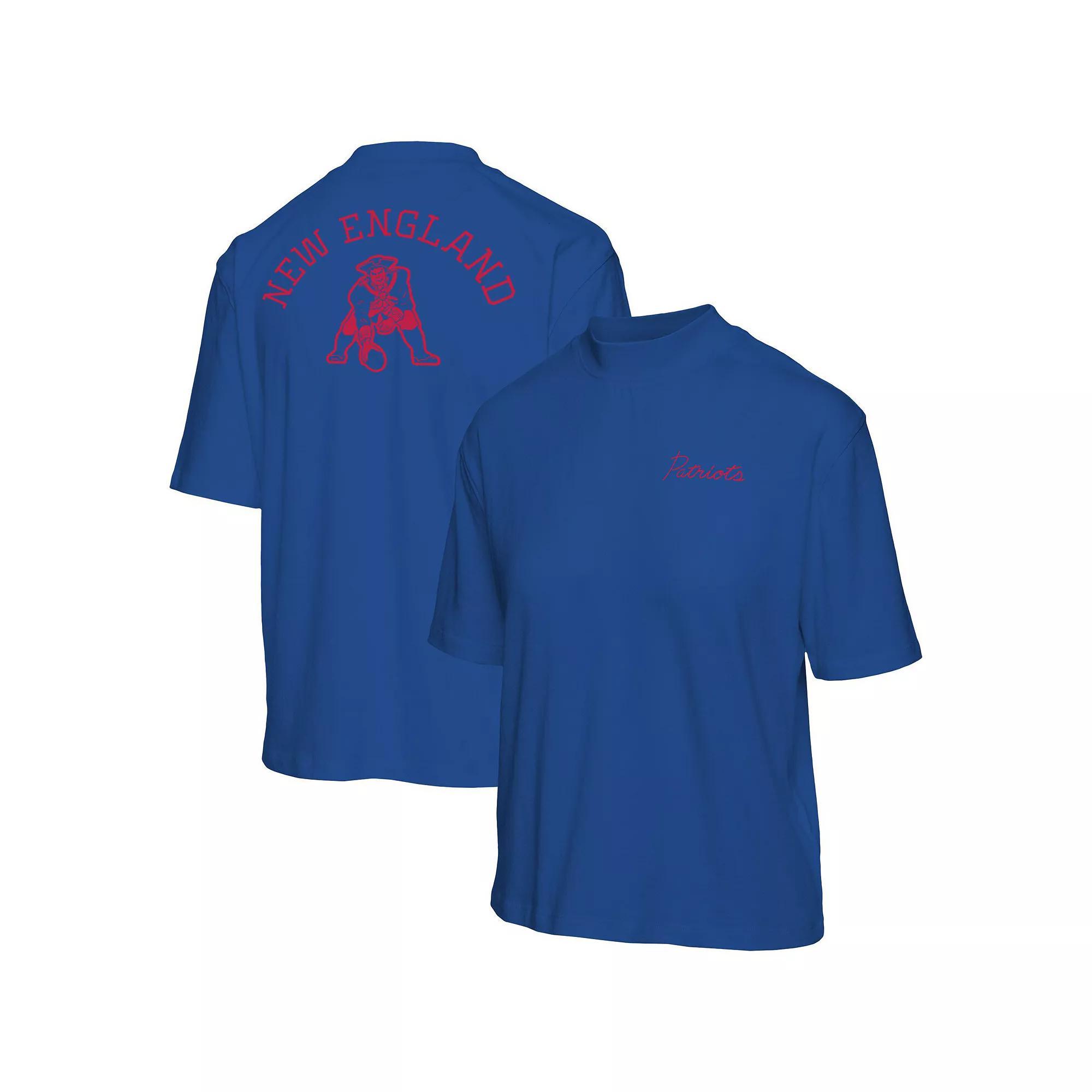 Women's Junk Food Royal New England Patriots Half-Sleeve Mock Neck T-Shirt, Size: Large, Blue Product Image