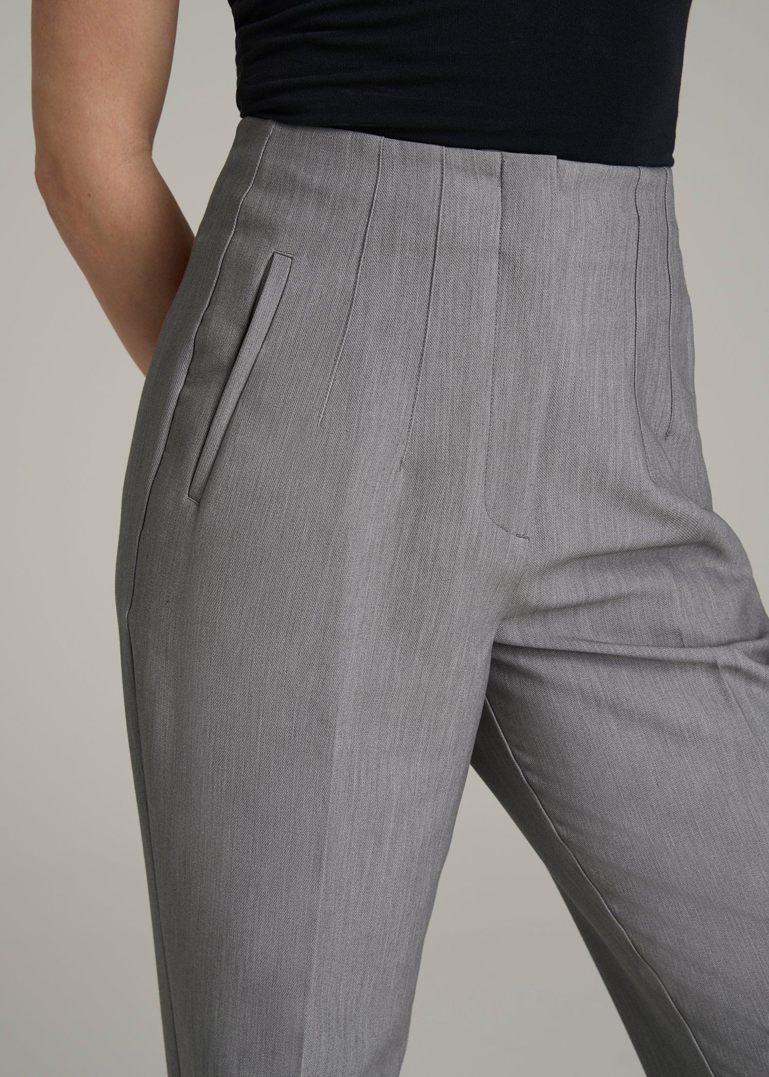 High Rise Pants with Darts for Tall Women in Ash Grey Mix Product Image