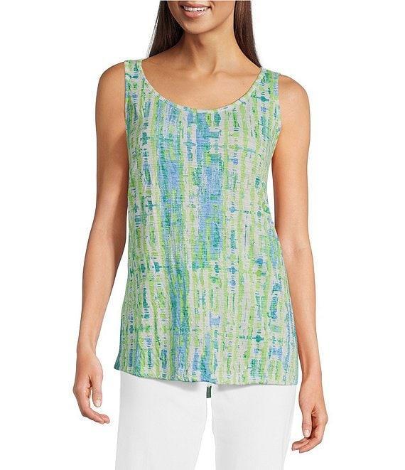 Ali Miles Petite Size Green Abstract Print Button Front Tank Set Product Image