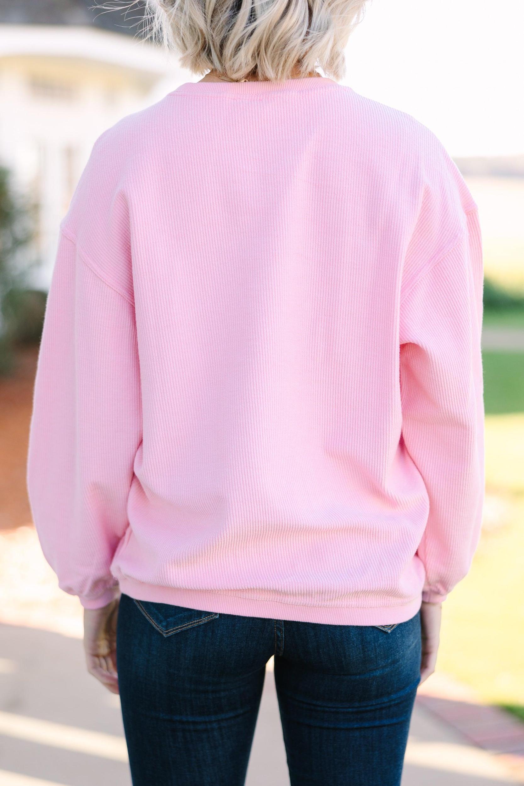Be Mine Blush Pink Embroidered Sweatshirt Female Product Image