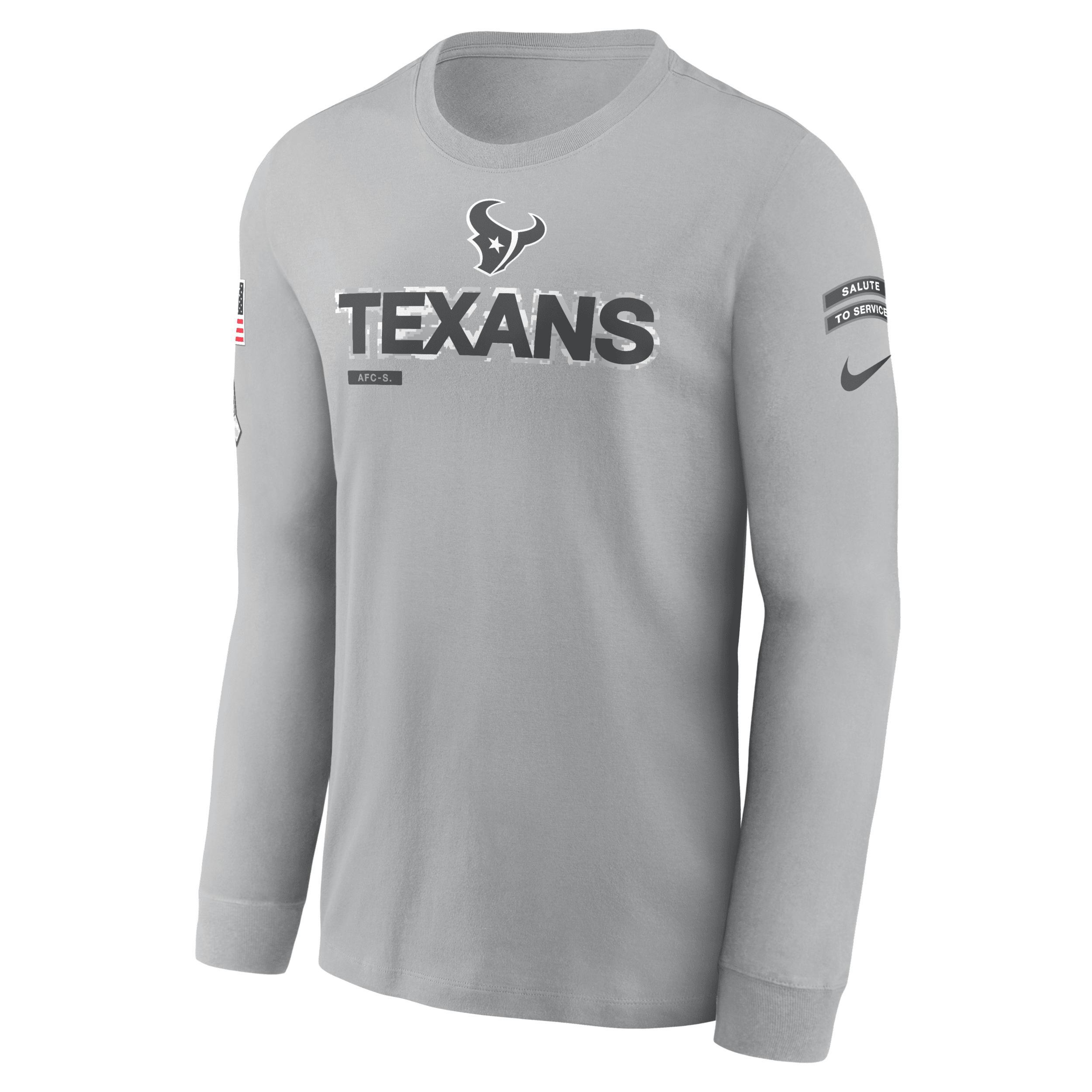 Men's Nike Gray Houston Texans 2024 Salute To Service Long Sleeve T-Shirt, Size: XL, Grey Product Image