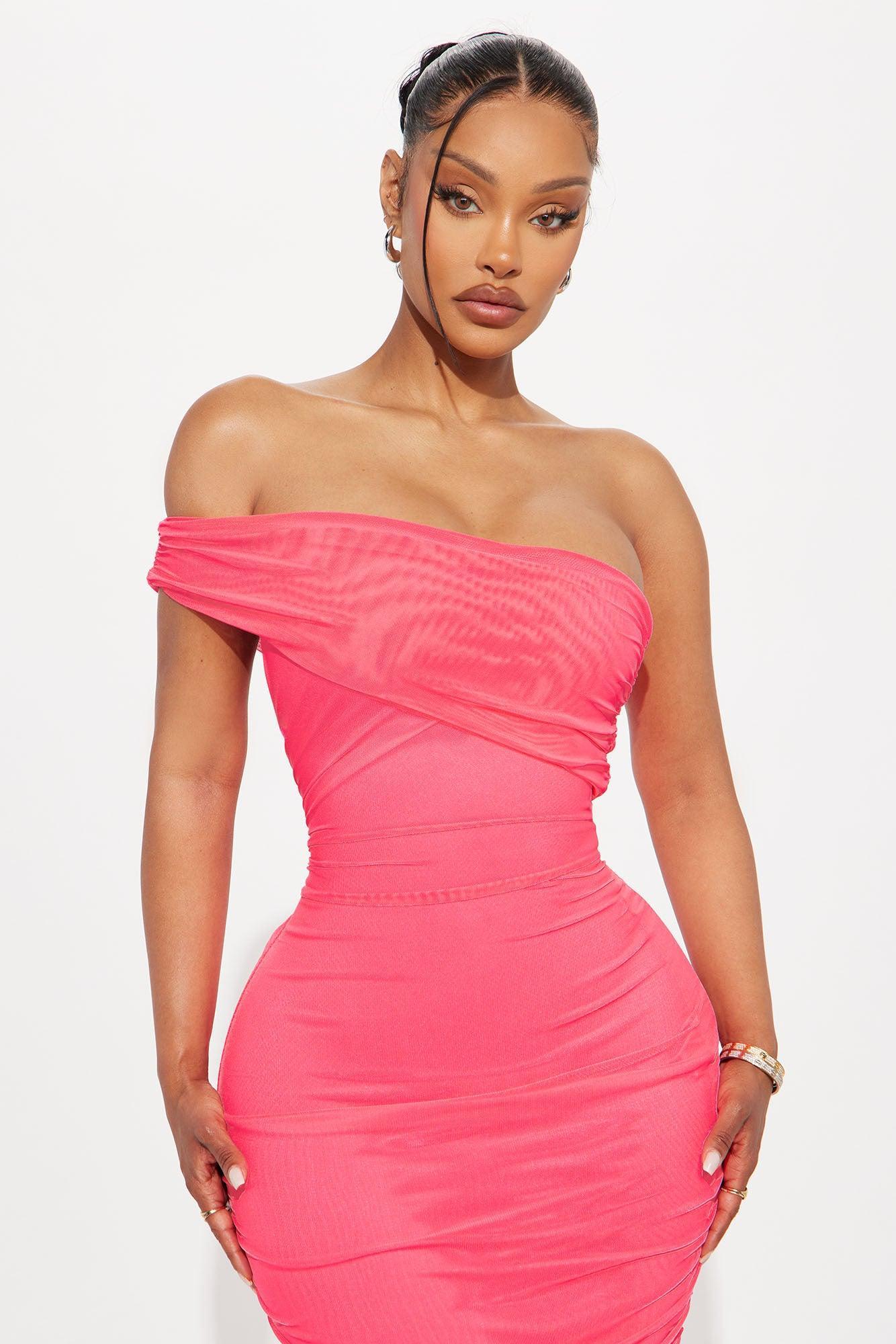 Real Legacy Mesh Midi Dress - Neon Pink Female Product Image