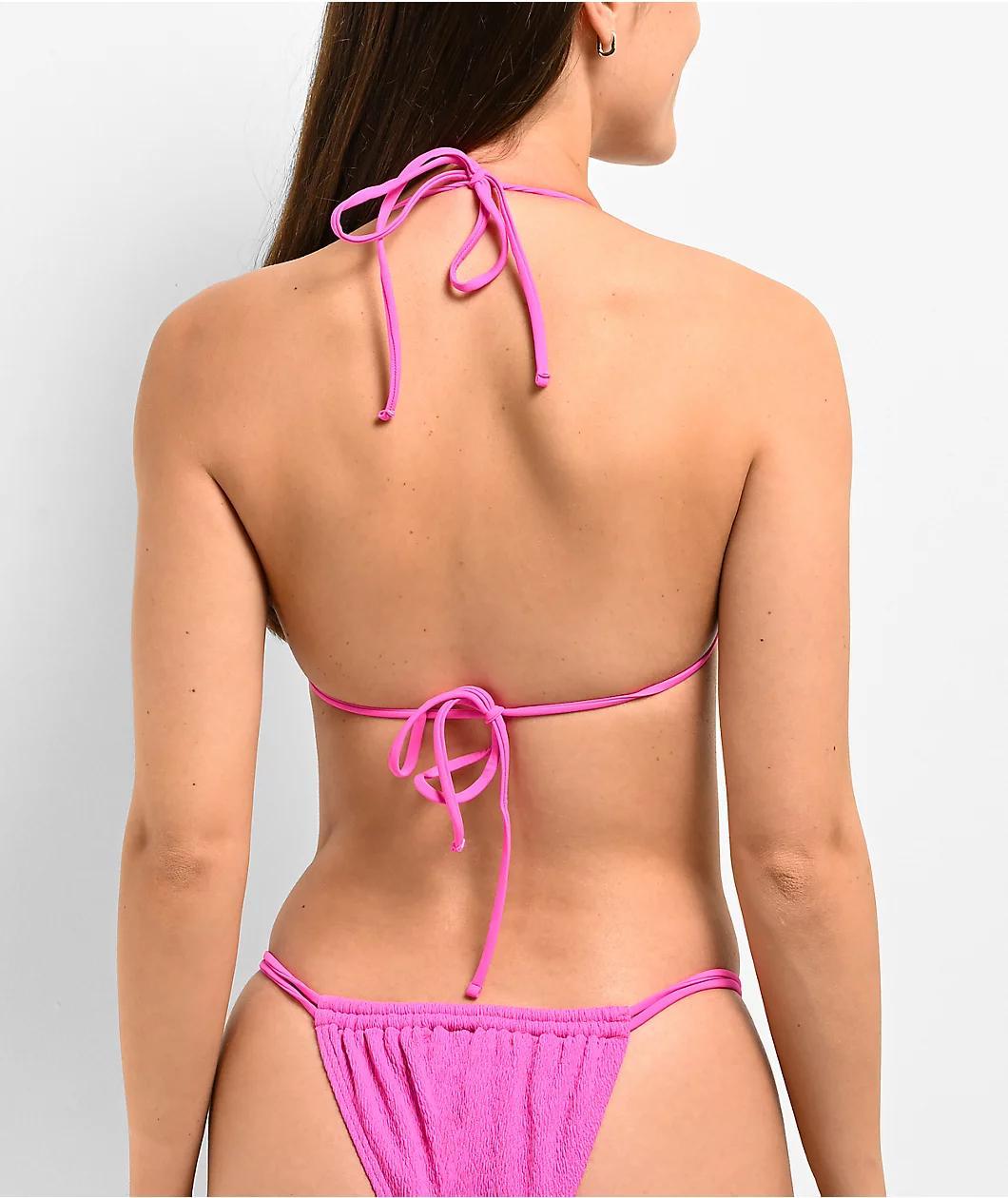 Damsel Mila Smocked Hot Pink Triangle Bikini Top Product Image