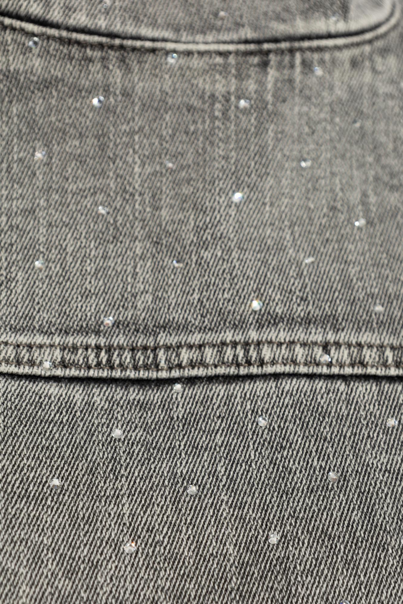 FABIANA FILIPPI Rhinestone Embroidered Denim Top In Grey Product Image