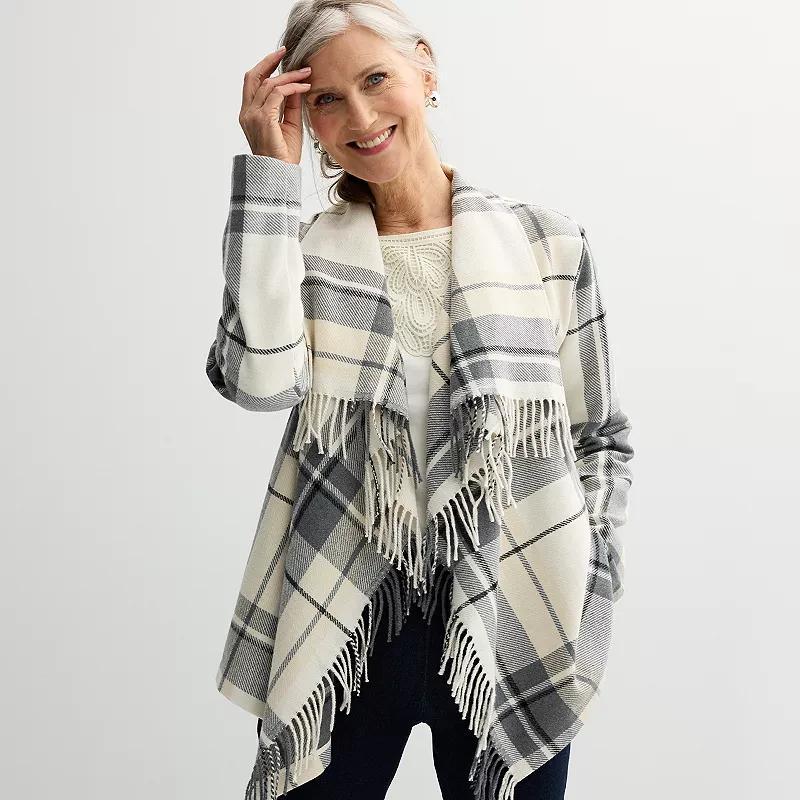 Womens Croft & Barrow Plaid Shawl Jacket Product Image