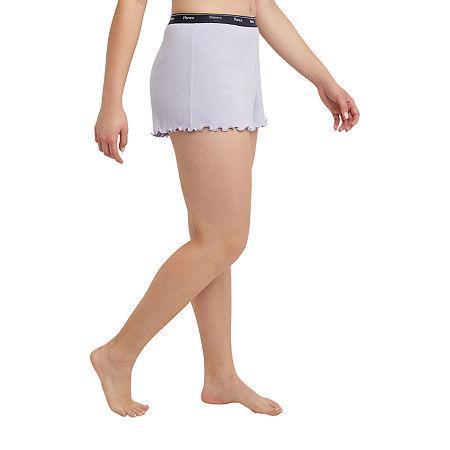 Hanes Originals Womens Rib Lounge Shorts, Lettuce Edge Red River Clay XL Product Image