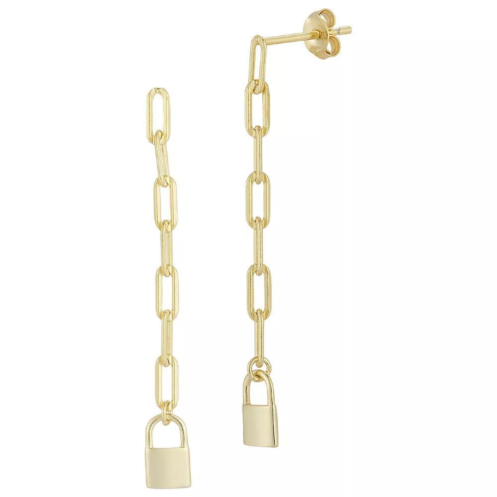 Sunkissed Sterling Lock Drop Earrings, Women's, Gold Tone Product Image