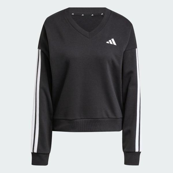 adidas Essentials 3-Stripes French Terry V-neck Sweatshirt Clear Pink M Womens Product Image