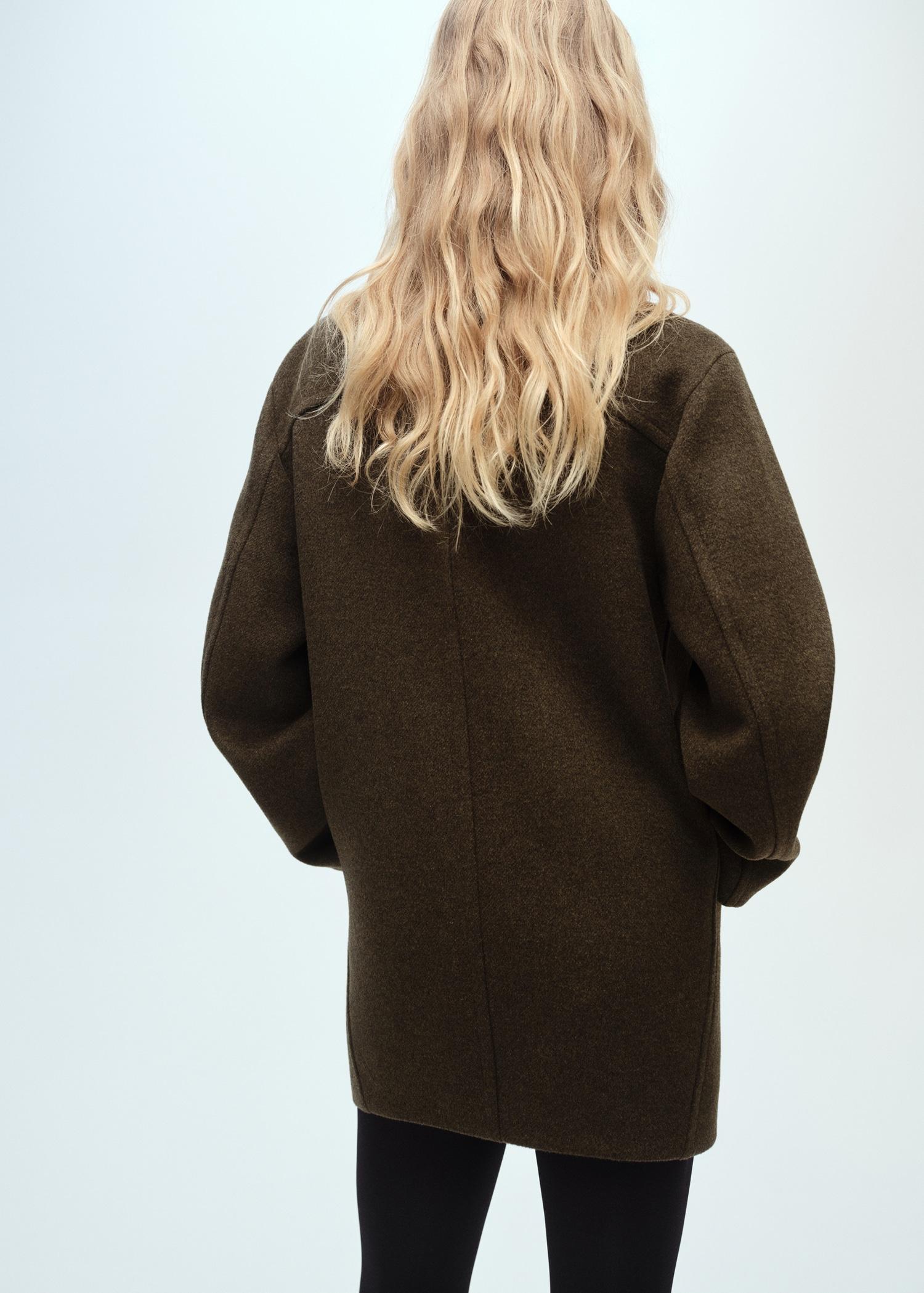 Midi wool coat with wraparound collar - Women | MANGO USA Product Image